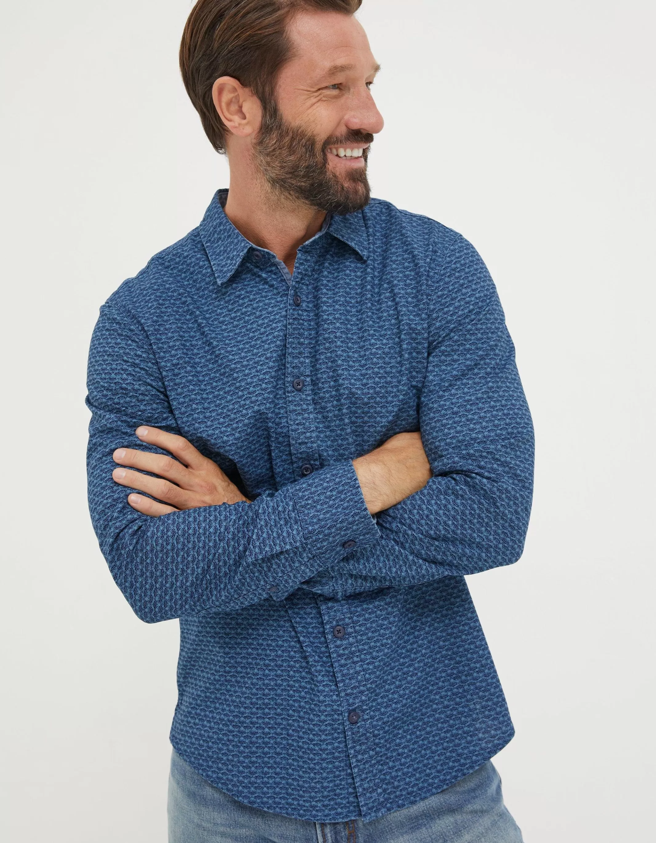 Hot FatFace Fanmore Print Shirt Navy