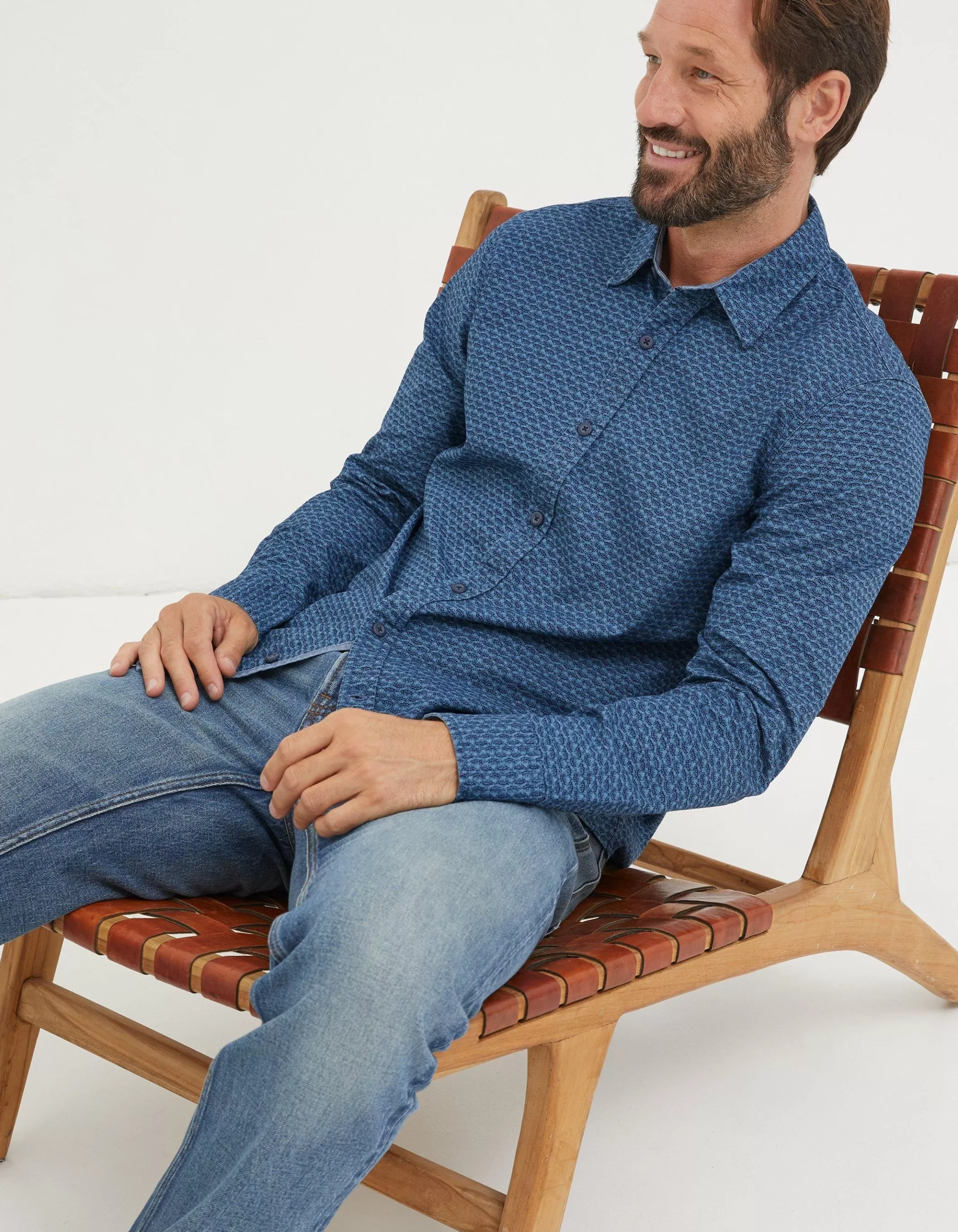 Hot FatFace Fanmore Print Shirt Navy