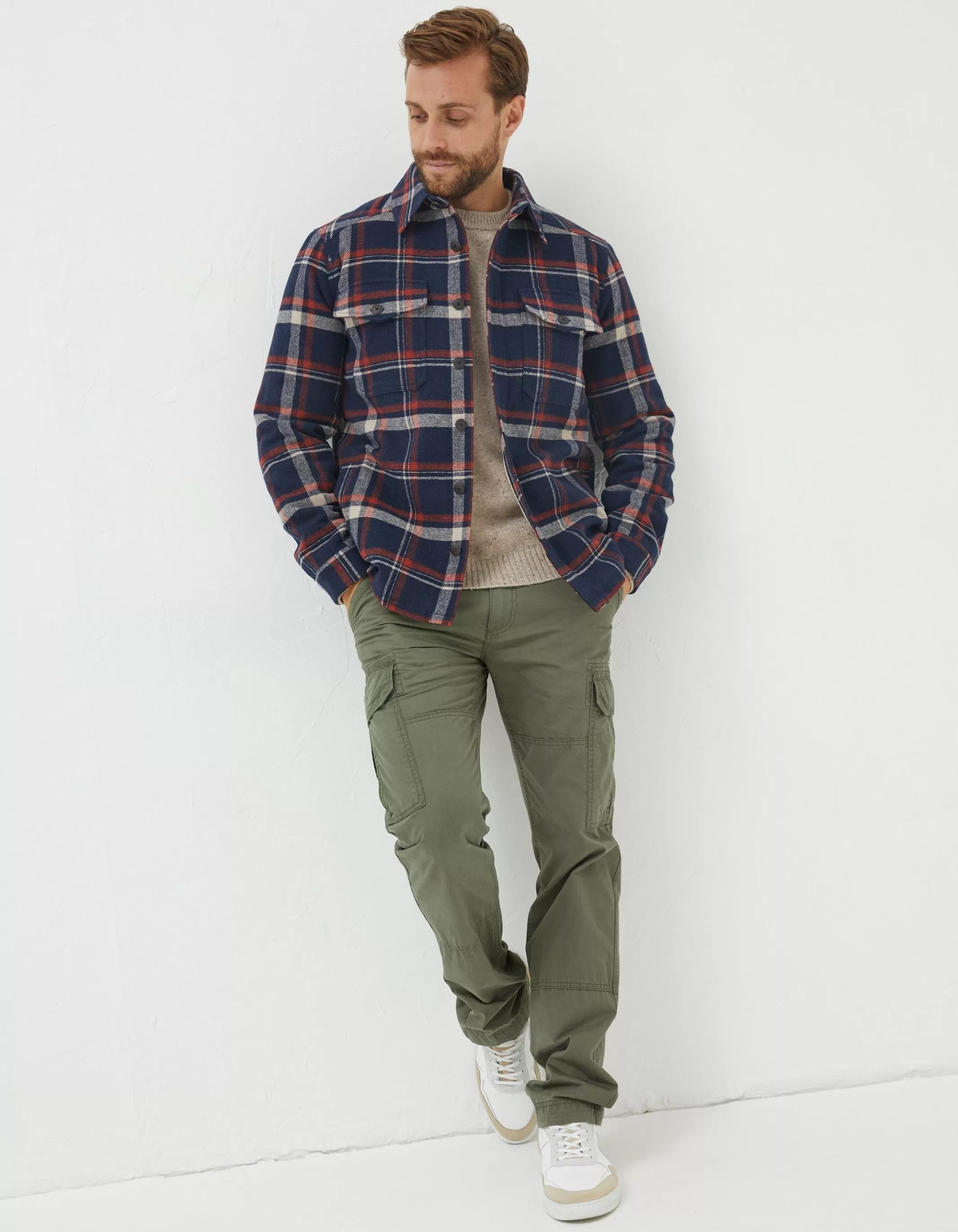 Hot FatFace Fjord Check Overshirt Navy