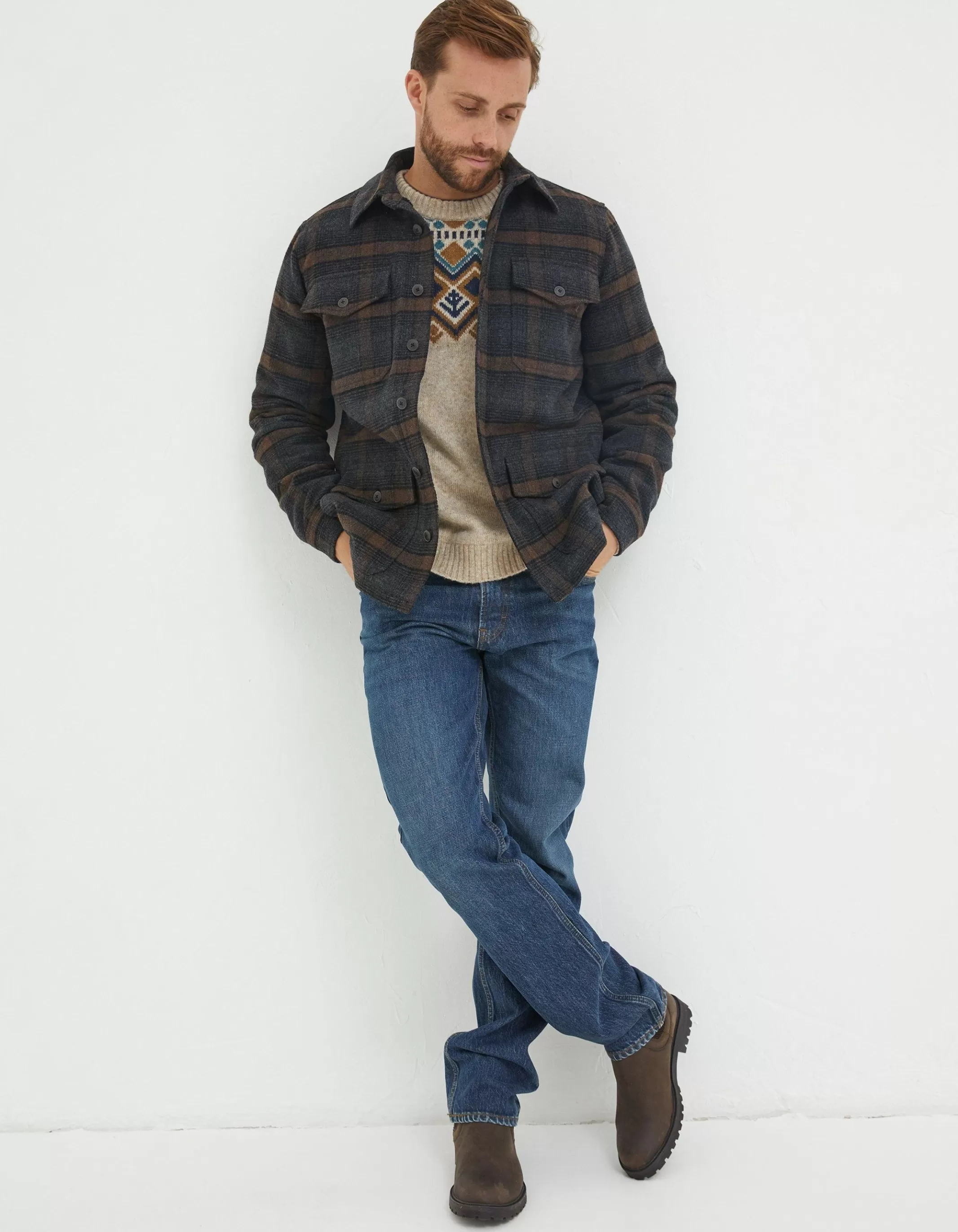 Discount FatFace Fjord Ombre Overshirt Black
