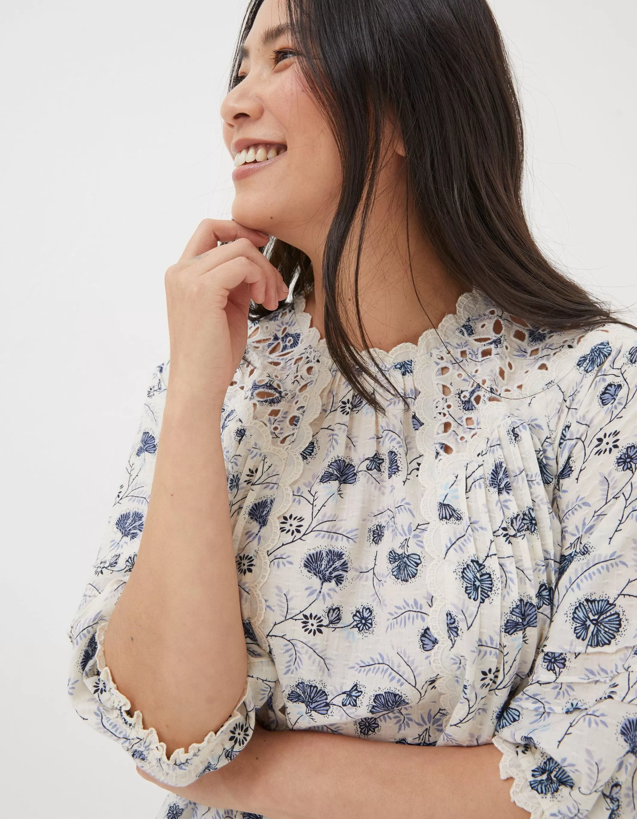 Flash Sale FatFace Flora Broderie Ditsy Blouse Ivory