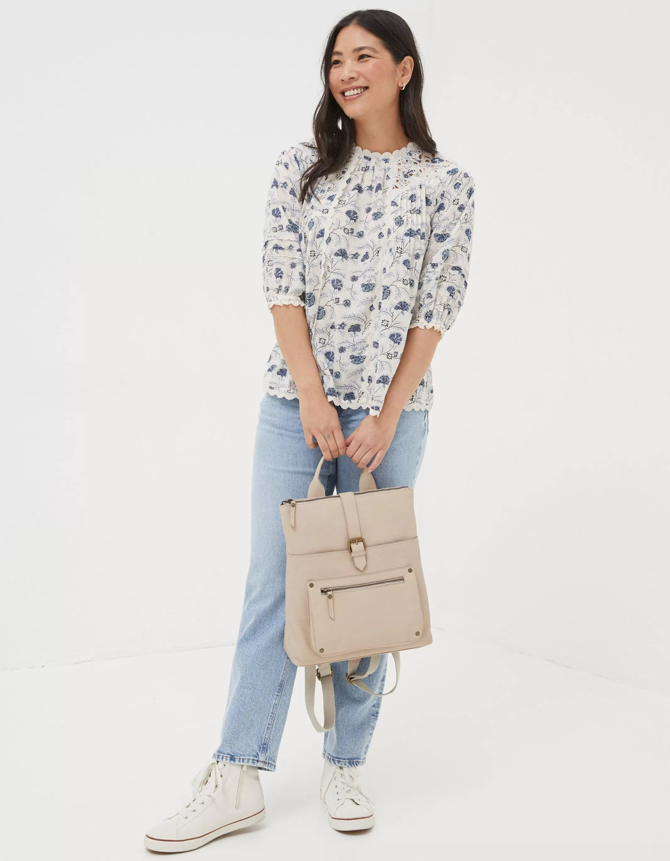 Flash Sale FatFace Flora Broderie Ditsy Blouse Ivory