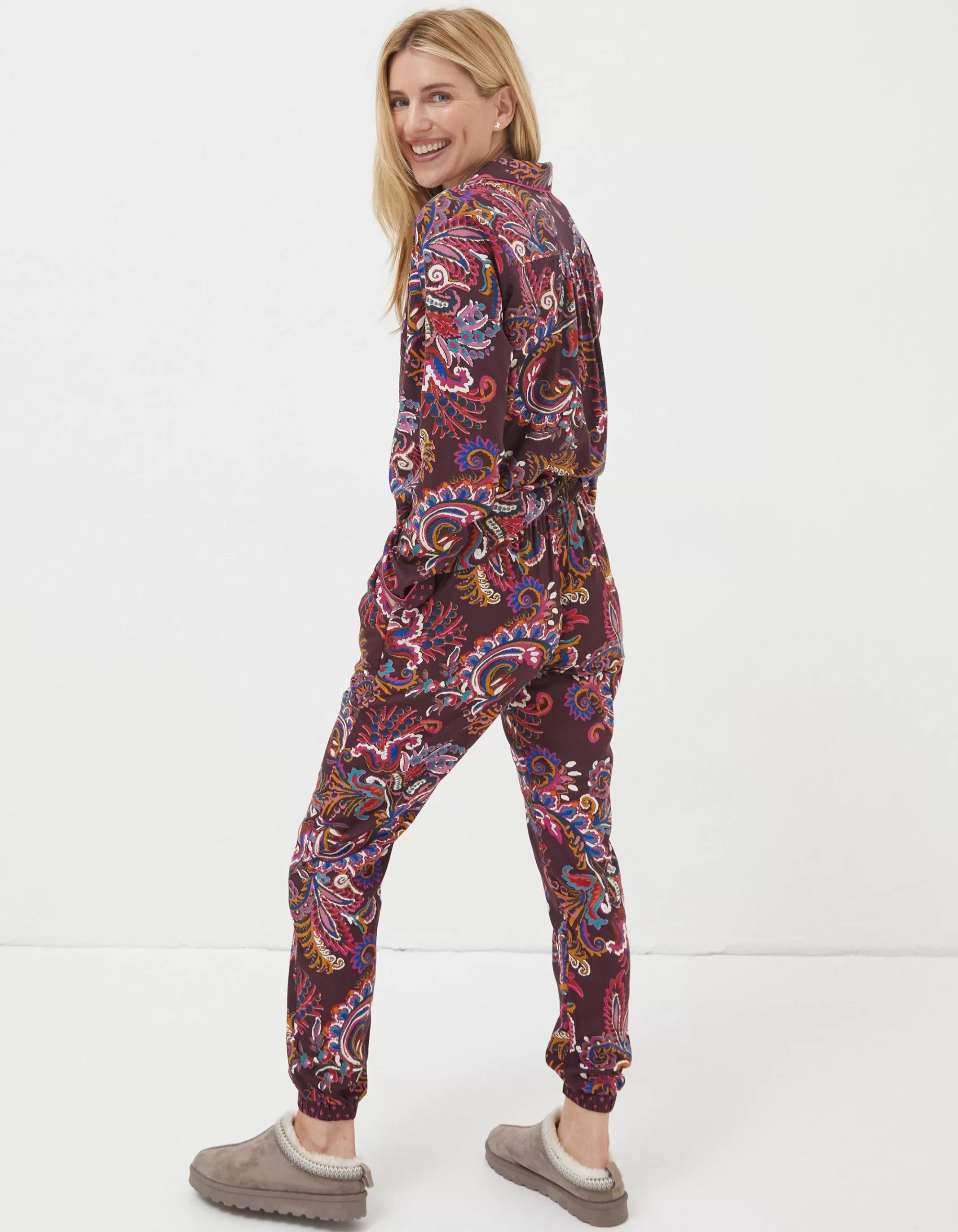 Fashion FatFace Floral Print Pyjamas Gift Box Set Purple