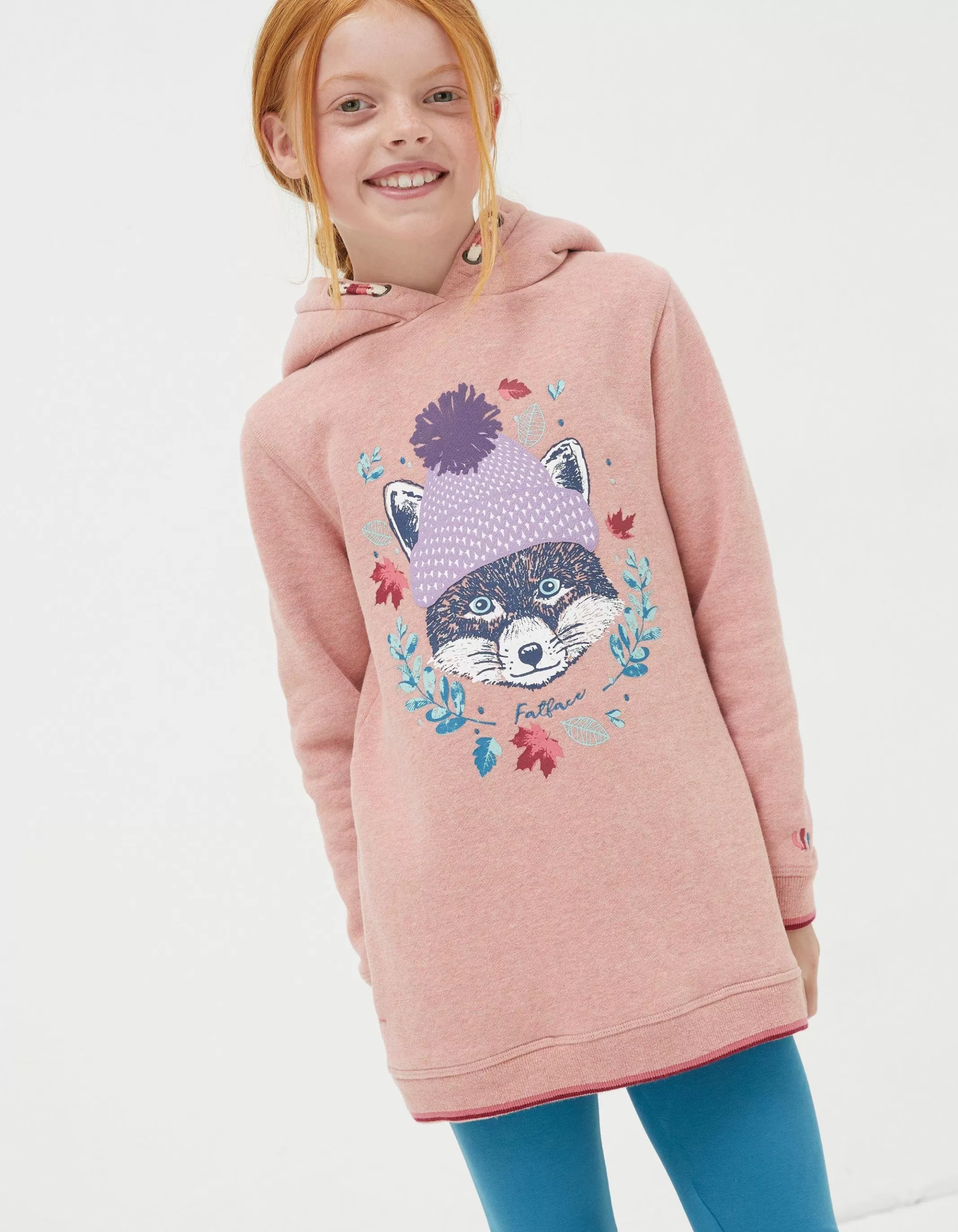 Flash Sale FatFace Fox Longline Sweat Hoodie Pink
