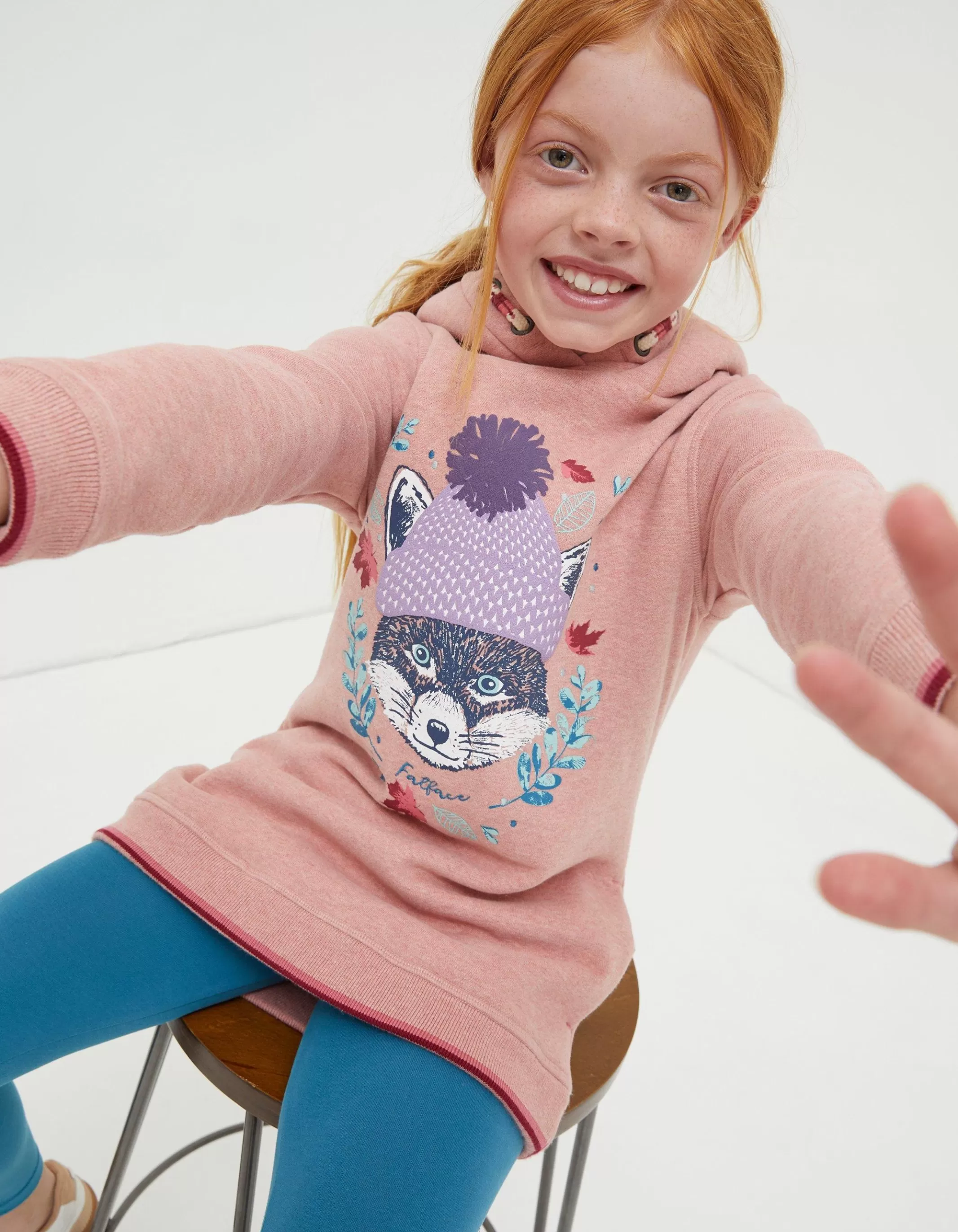 Flash Sale FatFace Fox Longline Sweat Hoodie Pink
