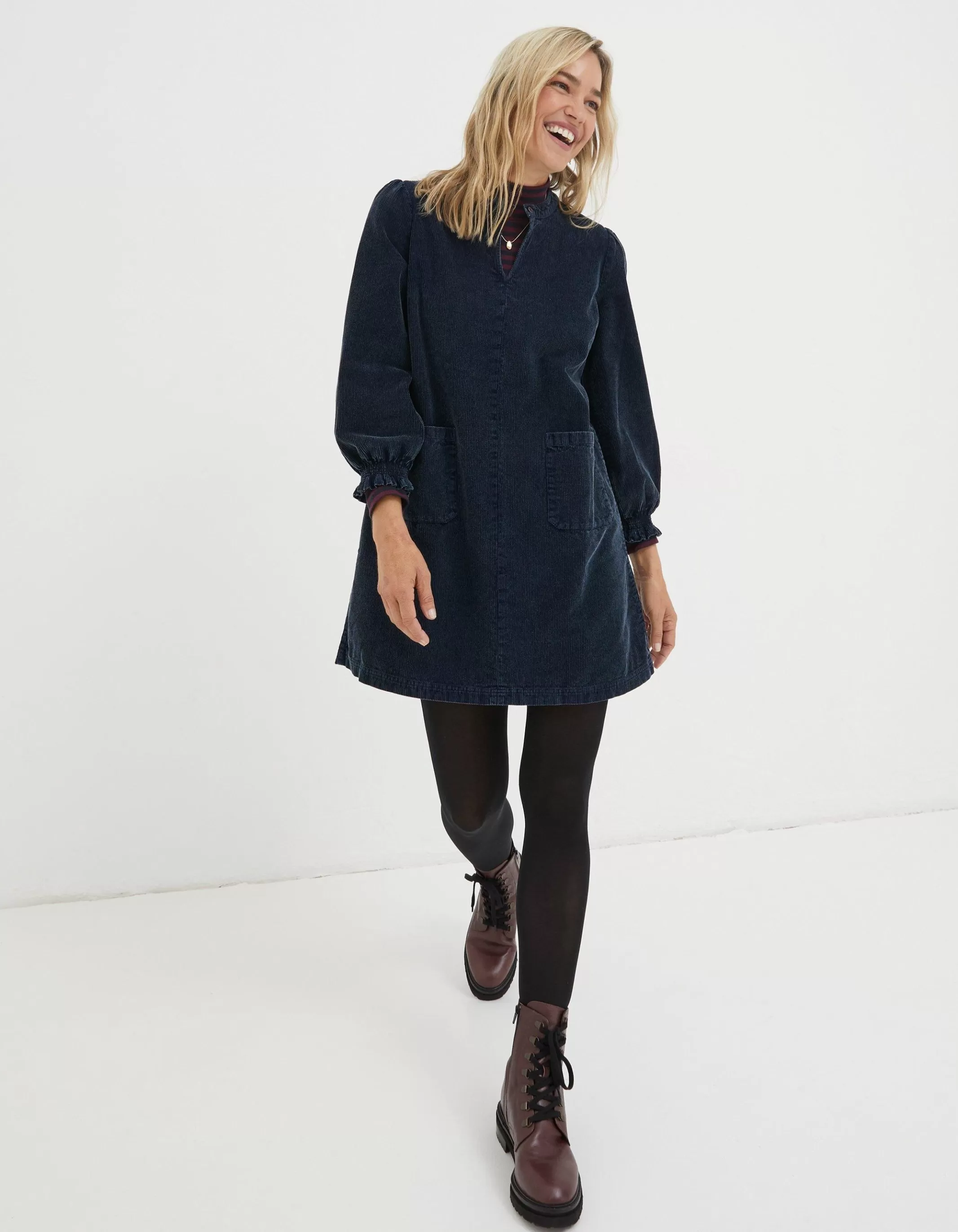 Discount FatFace Fran Cord Dress Navy