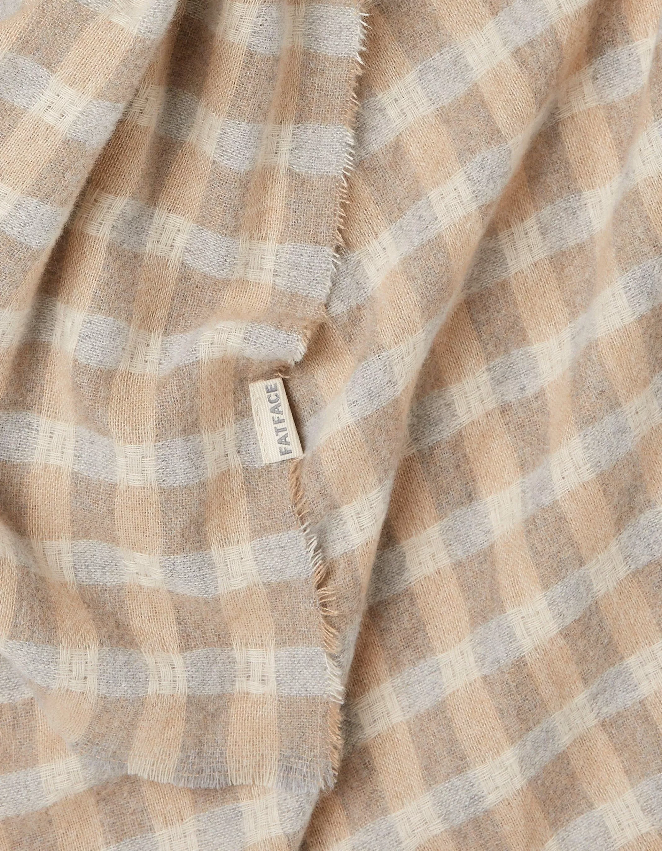 Flash Sale FatFace Gingham Check Scarf Ivory