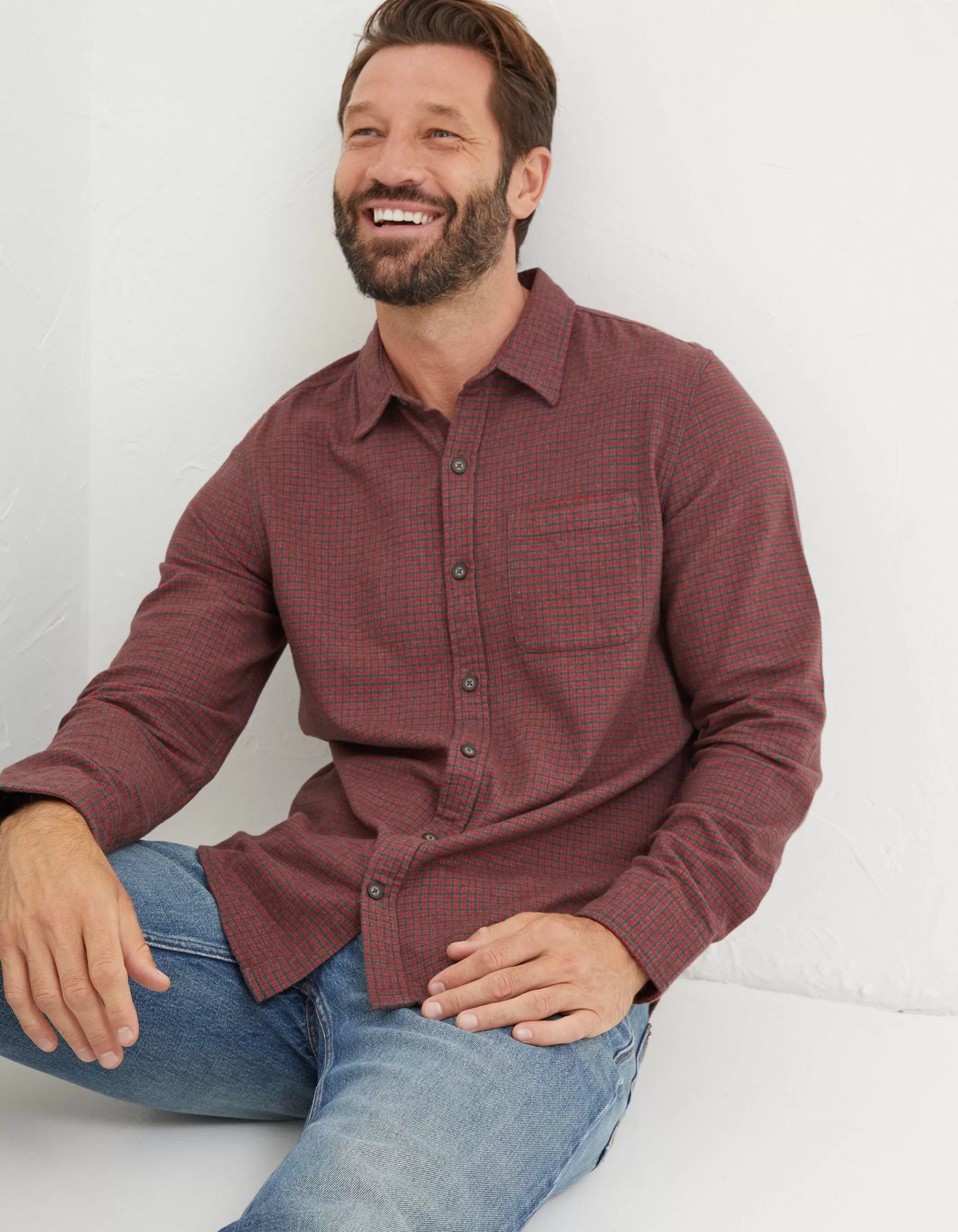 Outlet FatFace Glynde Grid Check Shirt Red