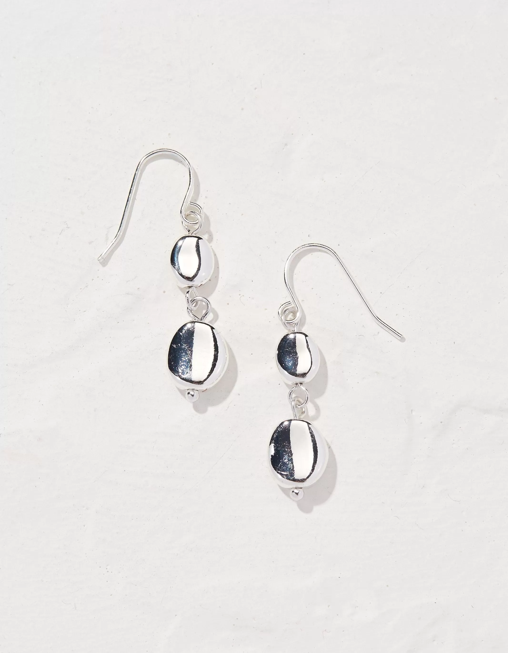 Hot FatFace Hammered Drop Earrings Silver