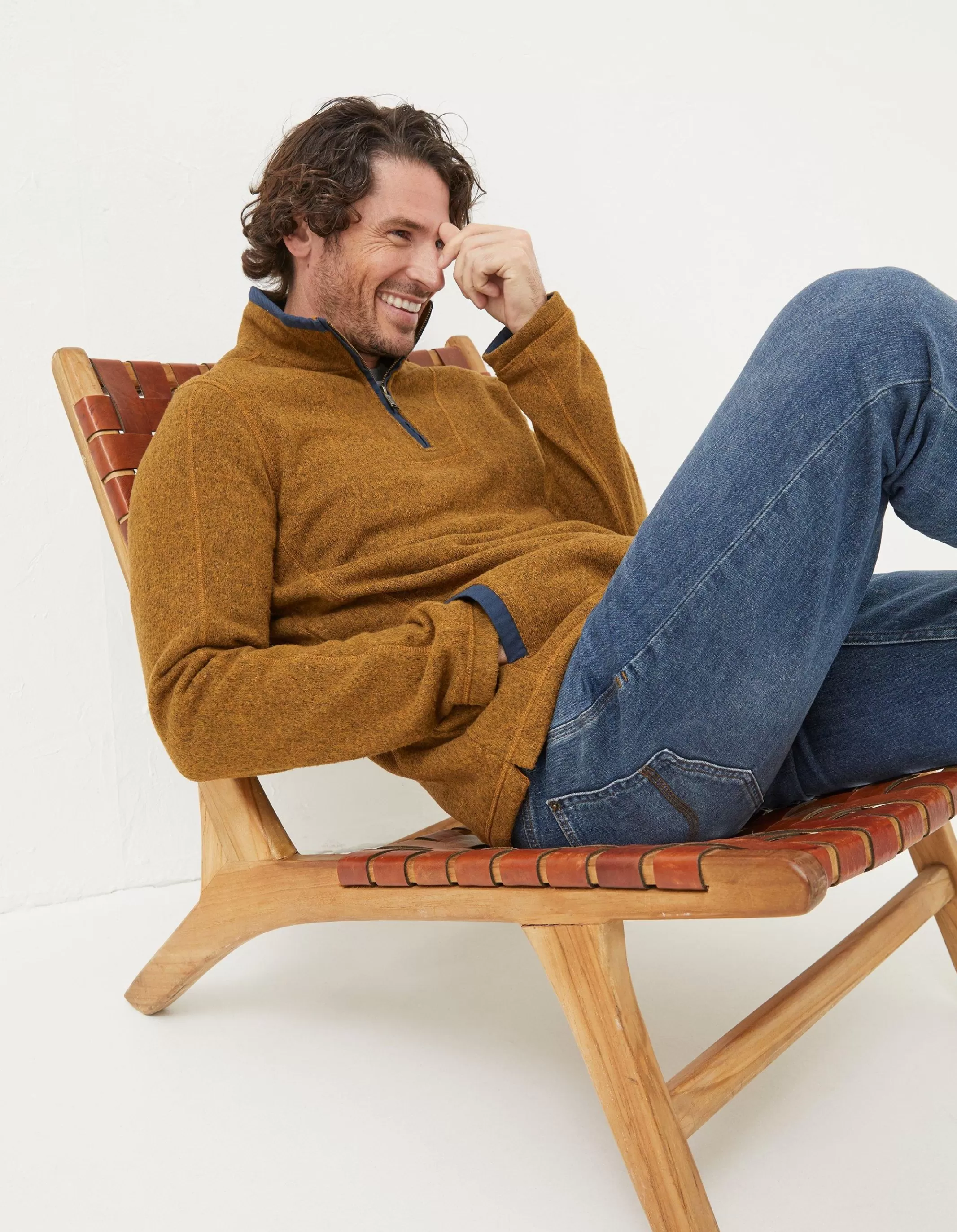 Store FatFace Haxby Fleece Half Neck Sweatshirt Vintage Gold