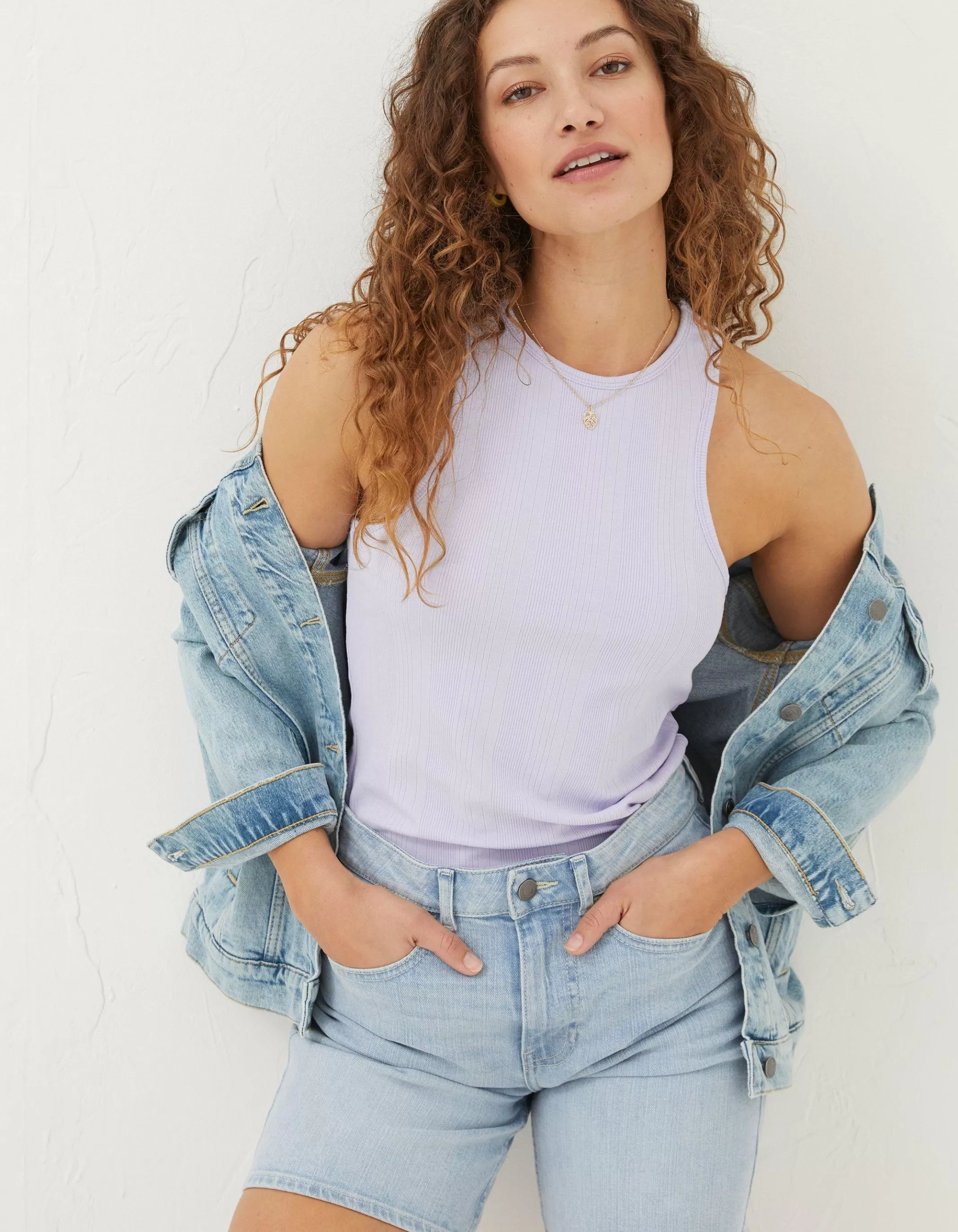 Shop FatFace Haylee Rib Vest Lilac