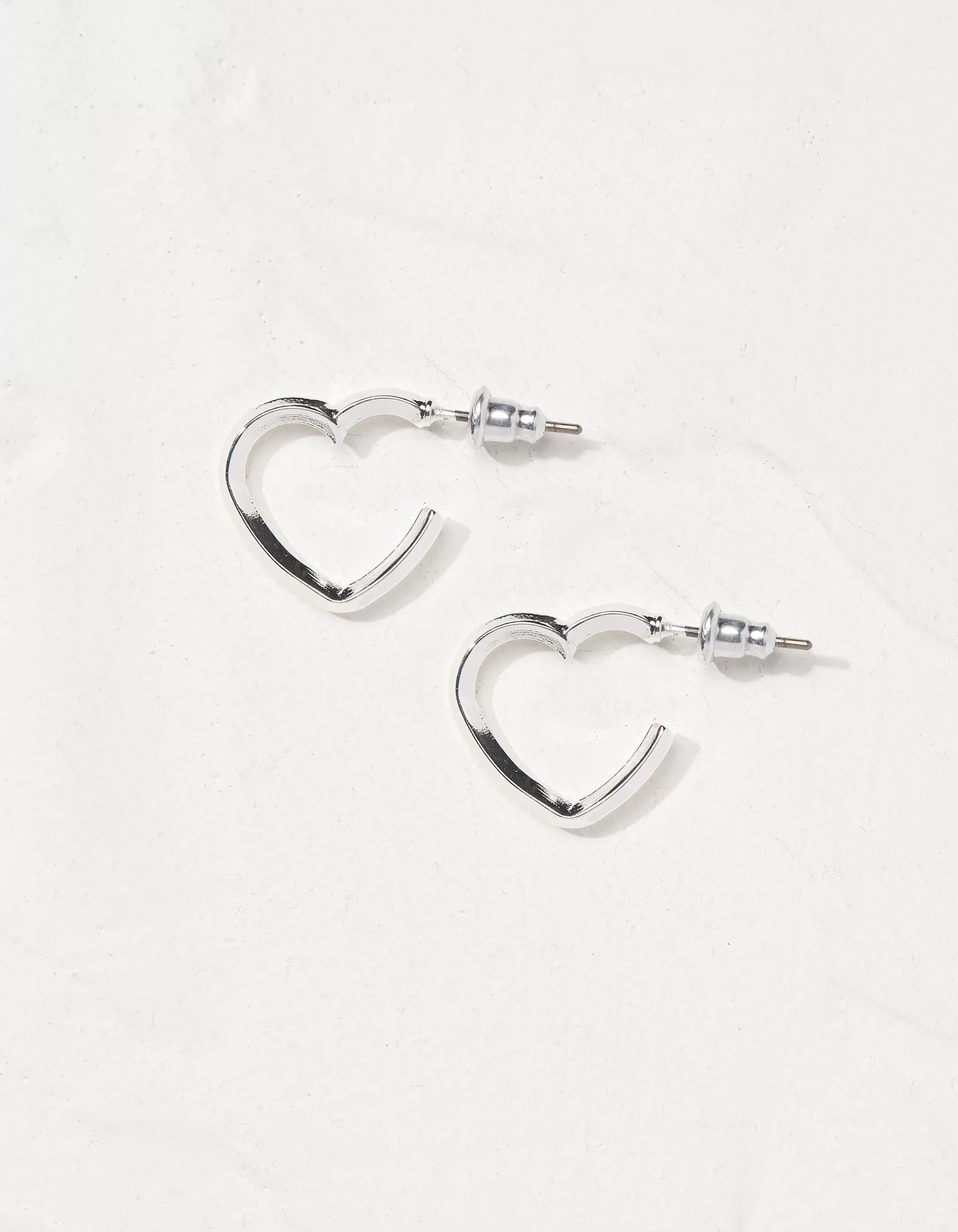 New FatFace Heart Hoops Silver