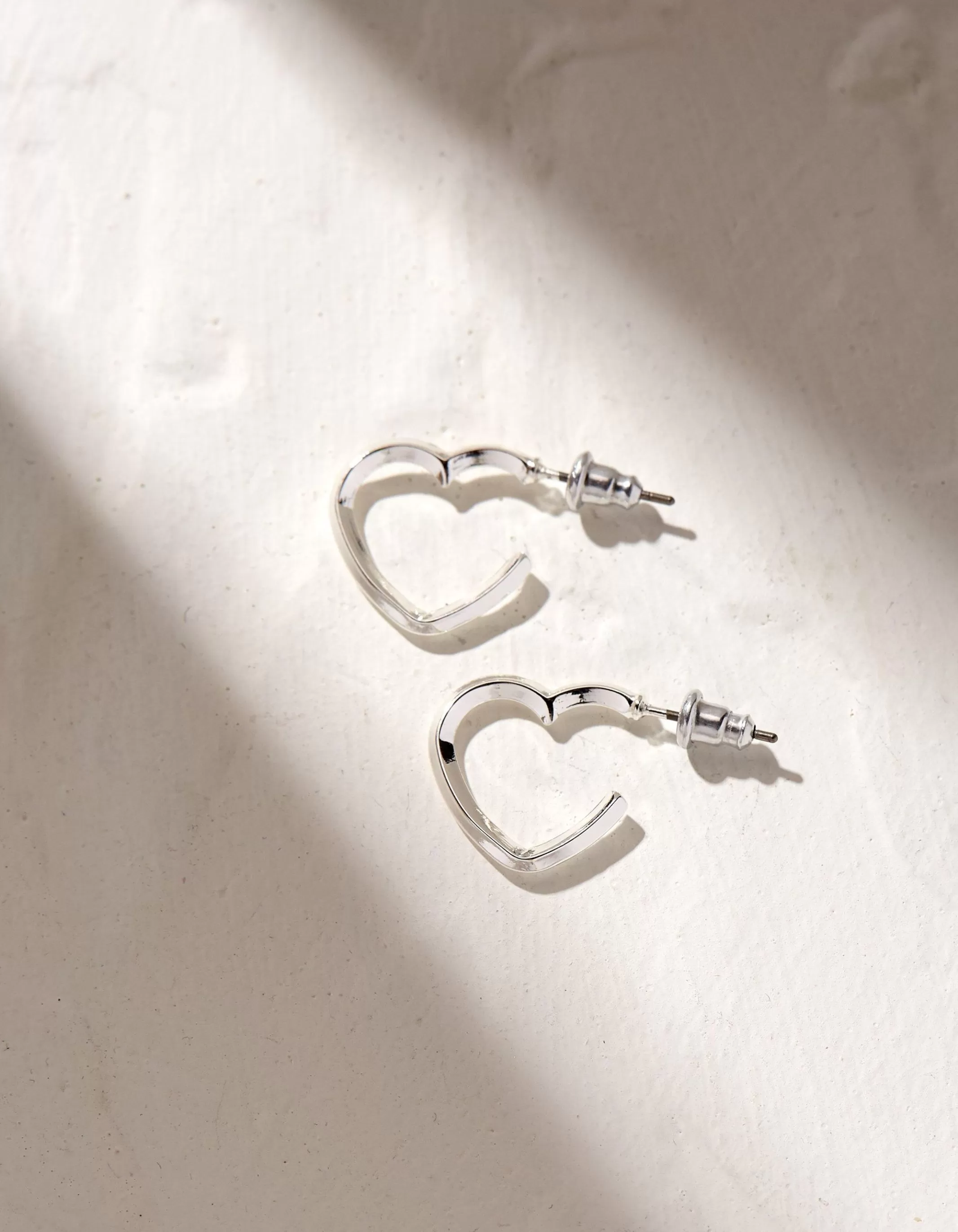 New FatFace Heart Hoops Silver