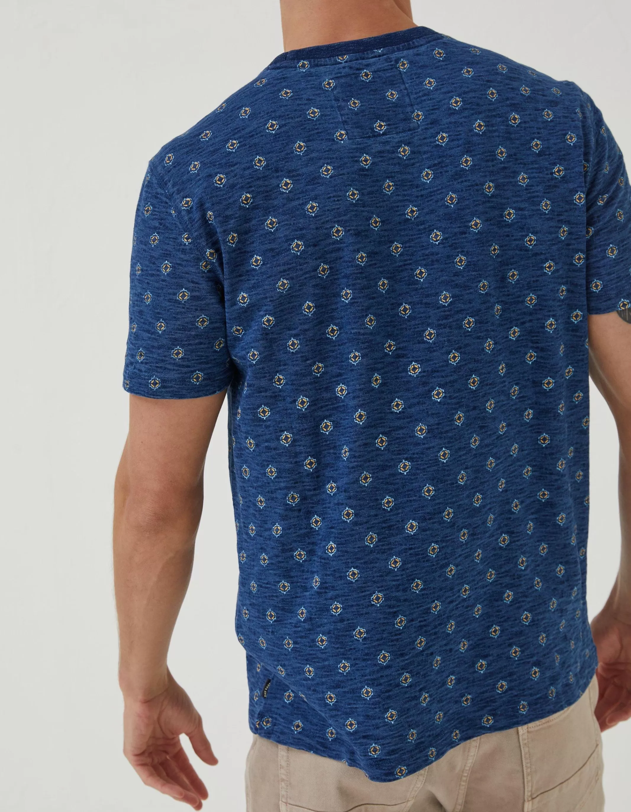 New FatFace Indigo Geo Print T Shirt Blue