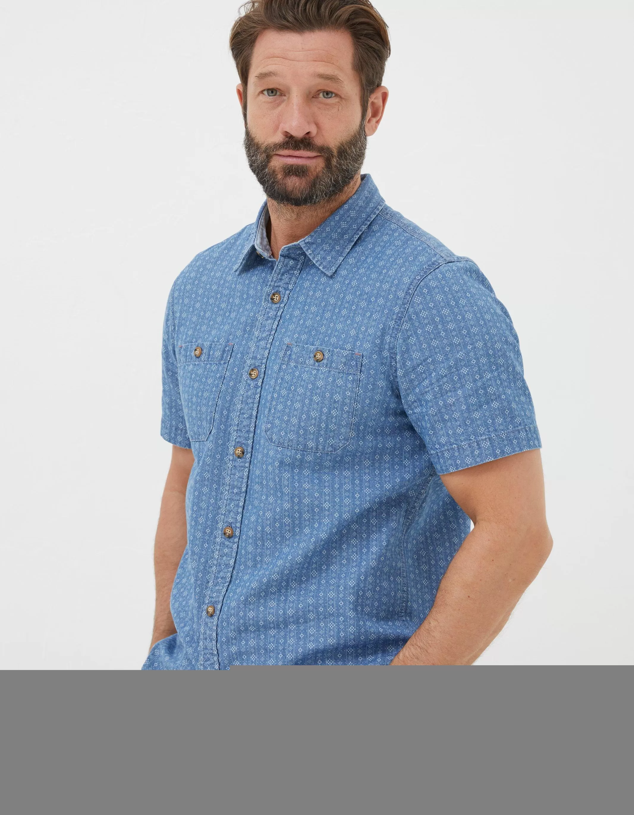 Flash Sale FatFace Indigo Print Shirt Blue