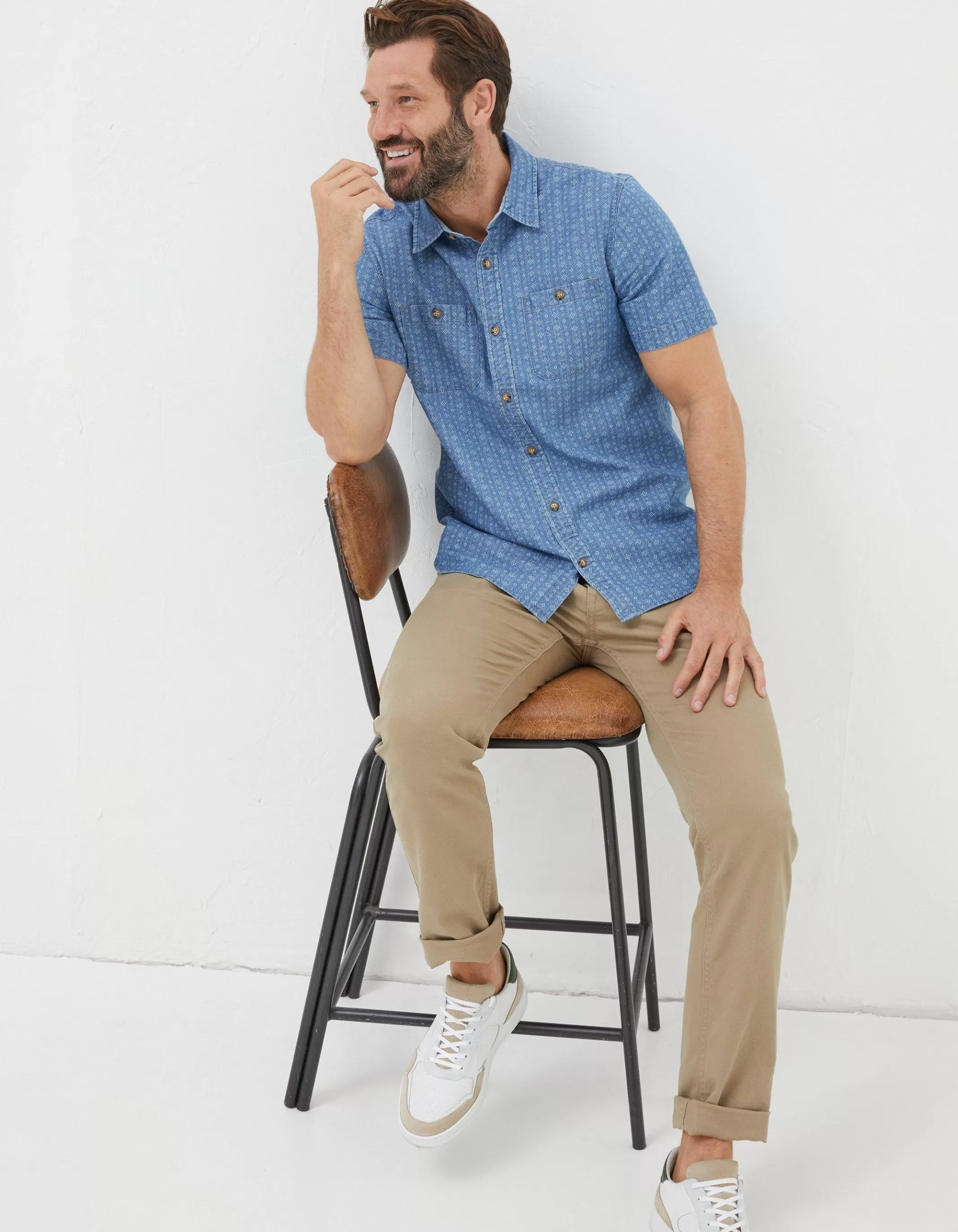 Flash Sale FatFace Indigo Print Shirt Blue