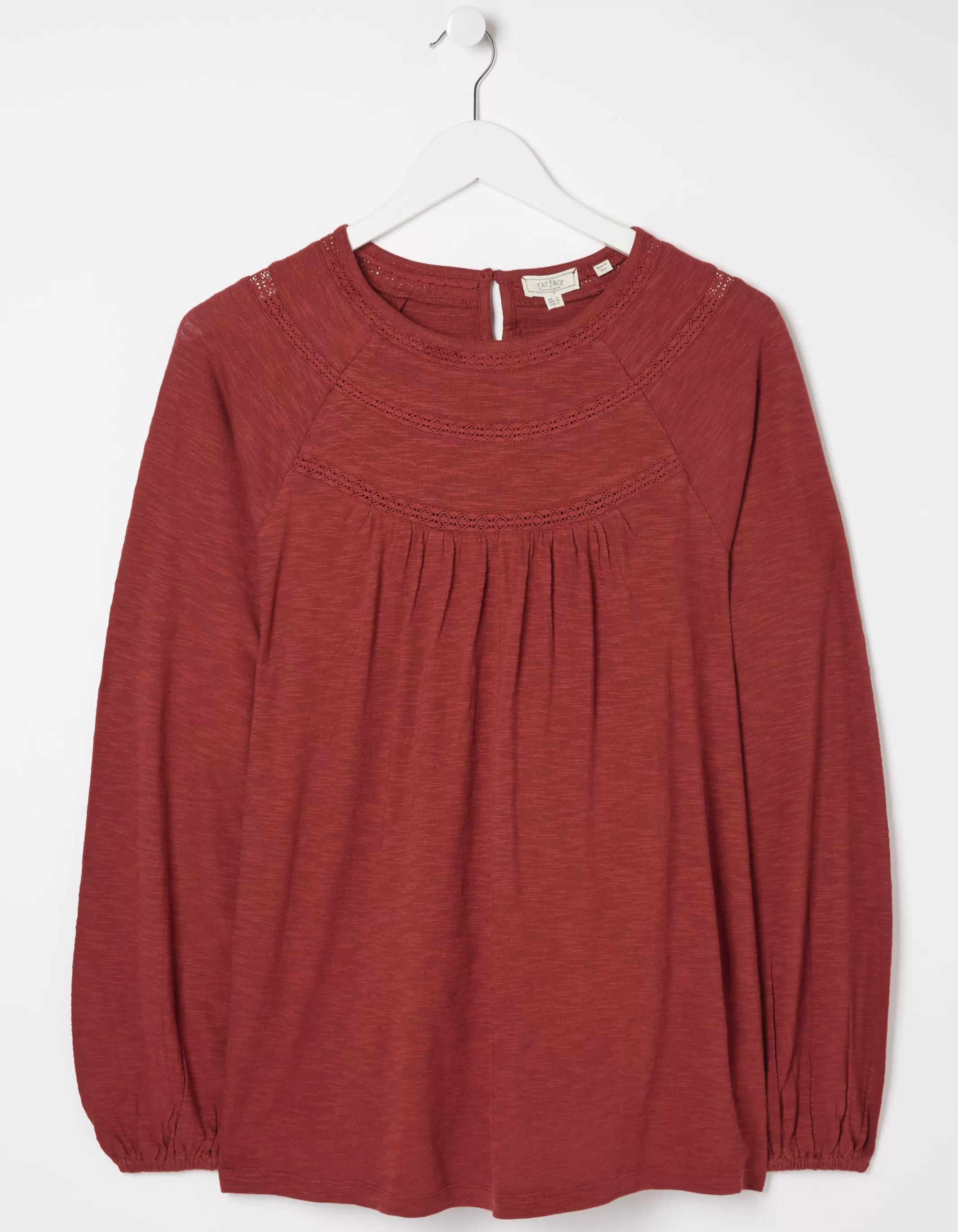 Cheap FatFace Isla Lace Top Cherry Red