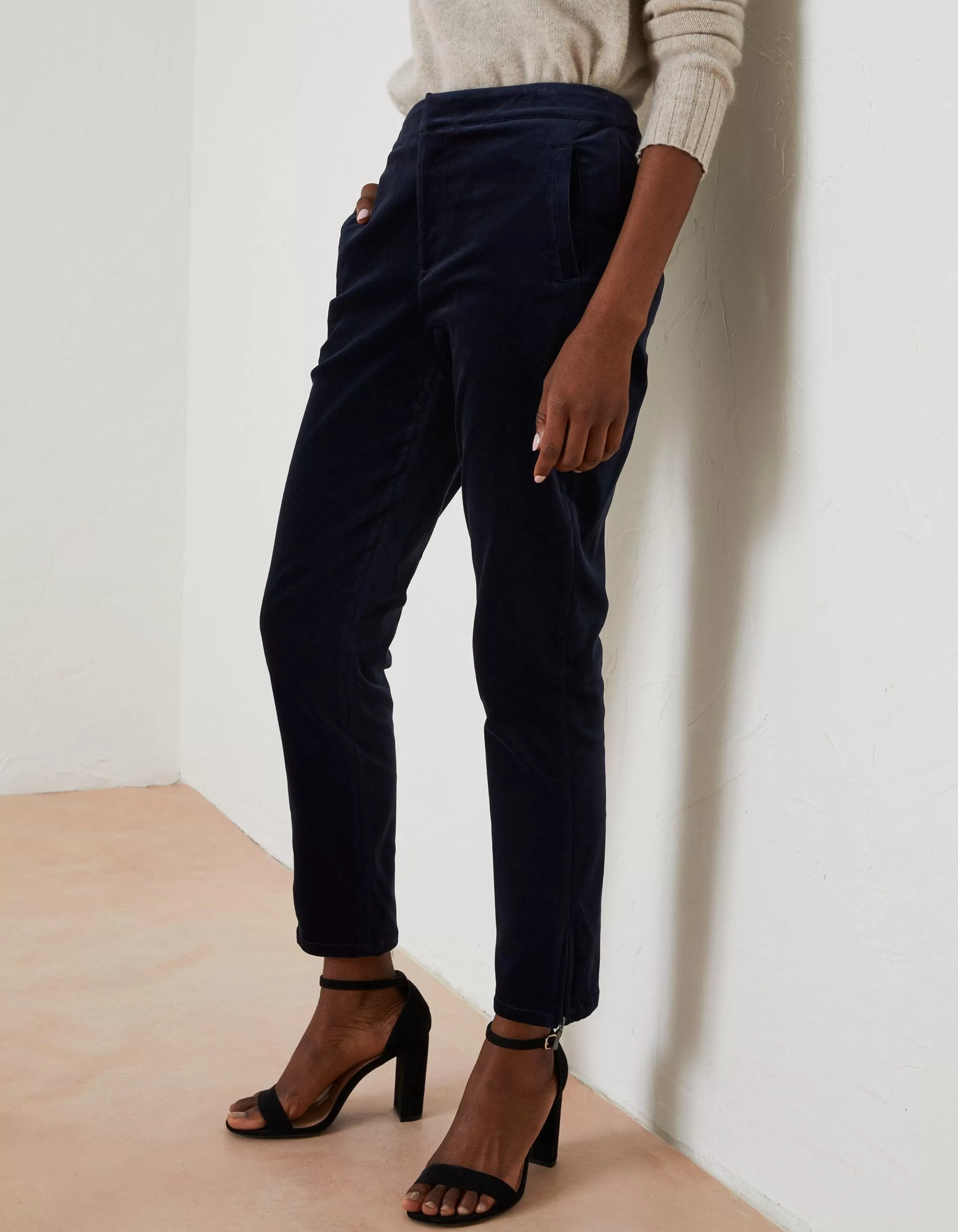 Online FatFace Isobelle Velvet Trousers Navy