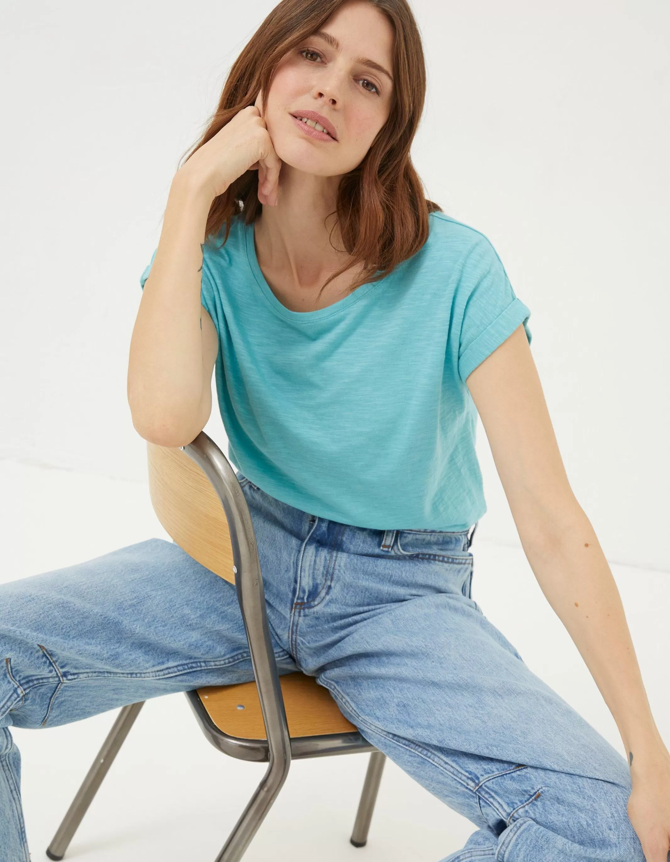 Cheap FatFace Ivy Tee Teal Blue