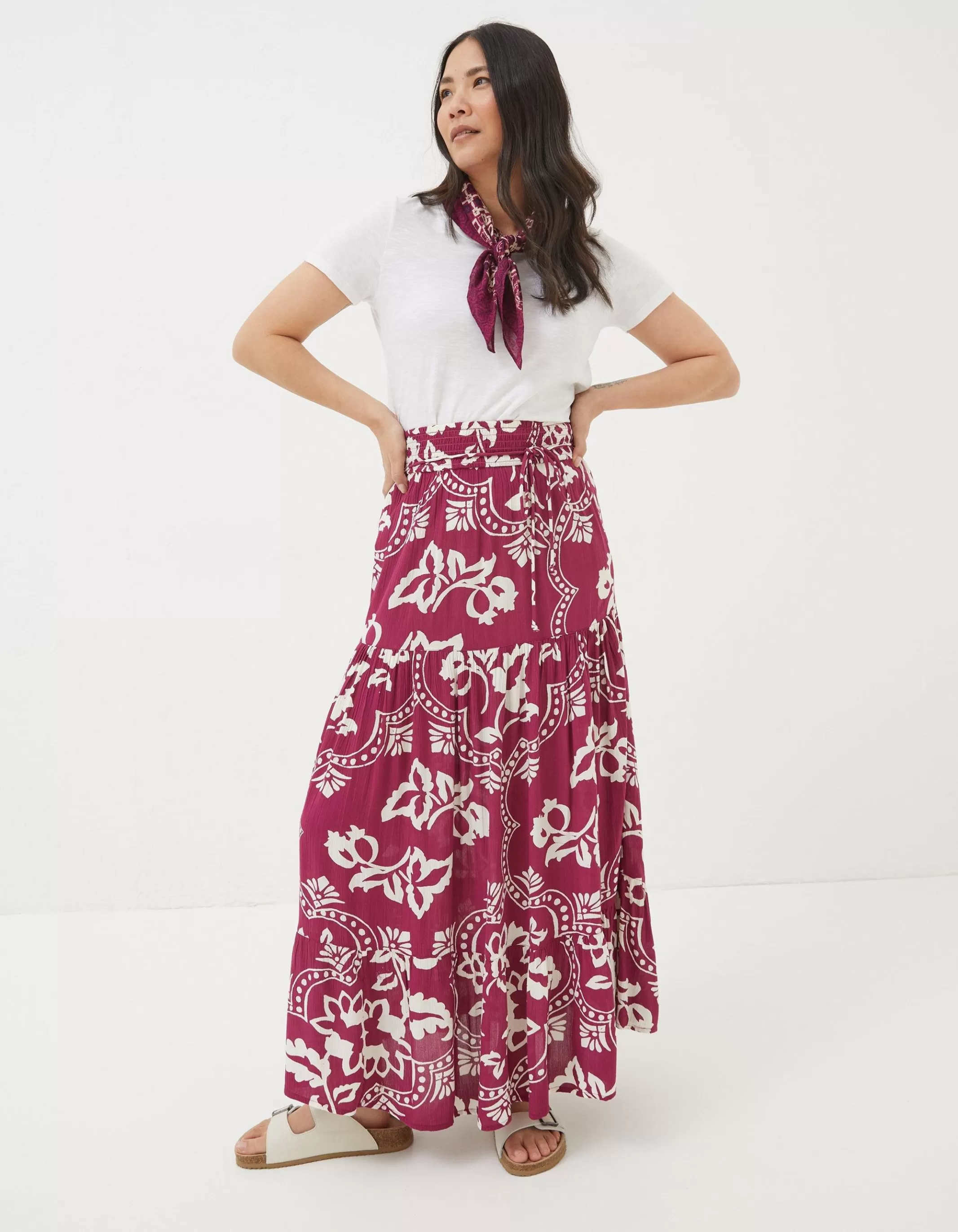 Sale FatFace Jayla Wallpaper Floral Maxi Skirt Plum