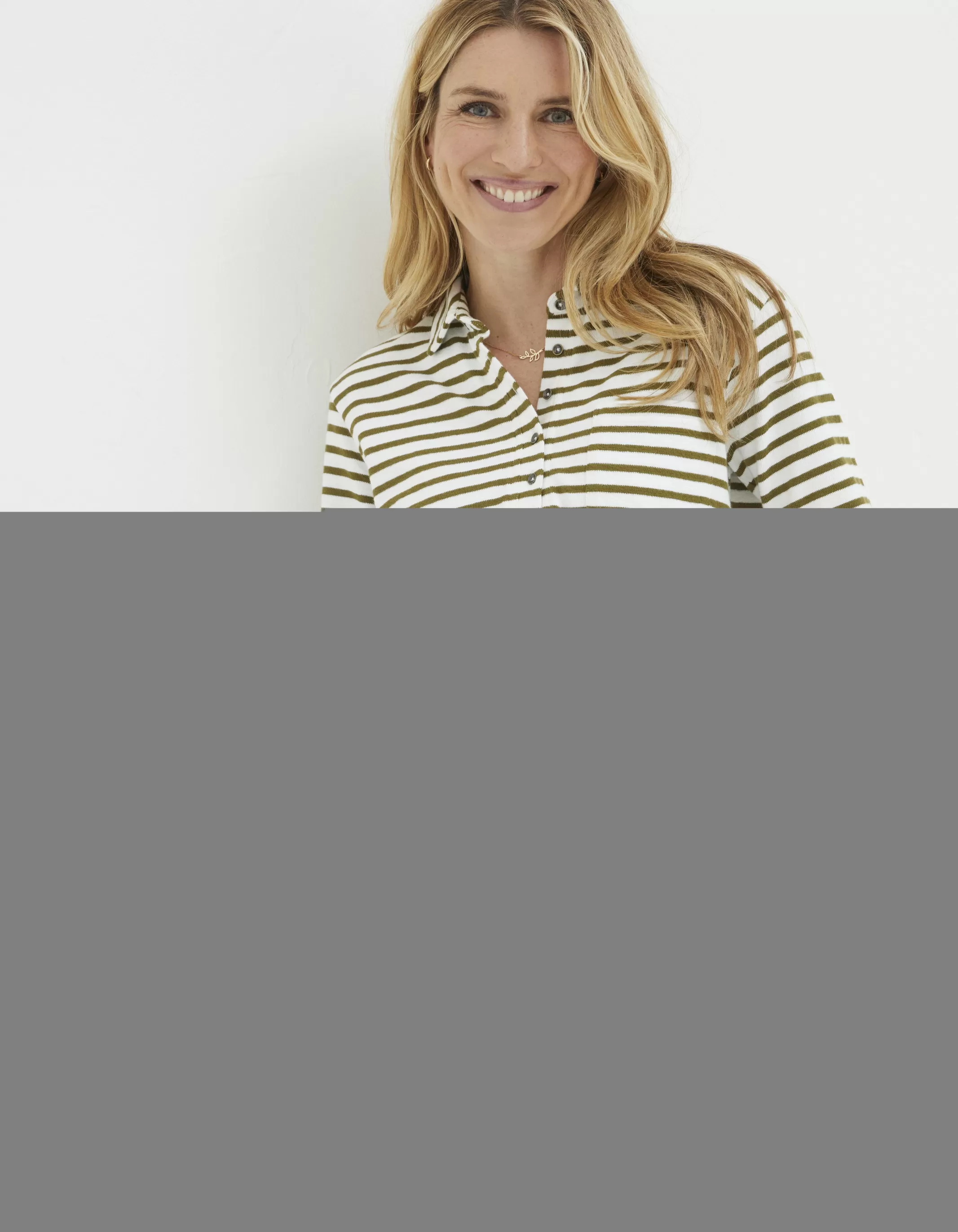 New FatFace Jodie Striped Jersey Shirt Ivory
