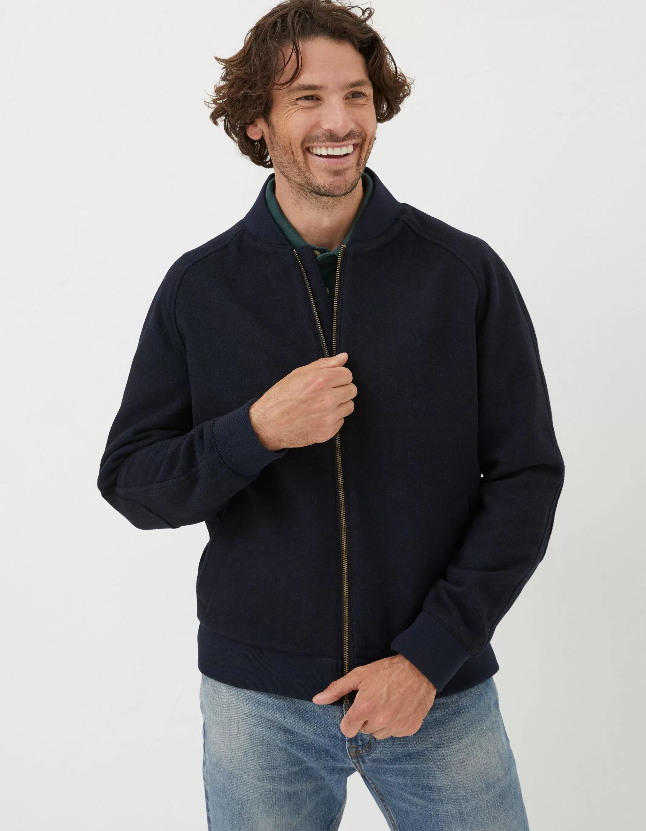 Online FatFace Kennack Wool Bomber Navy