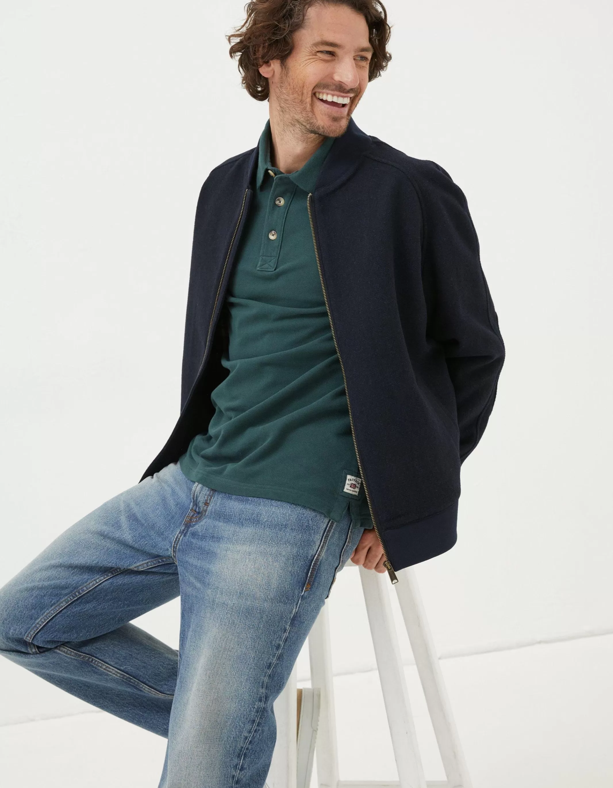 Online FatFace Kennack Wool Bomber Navy