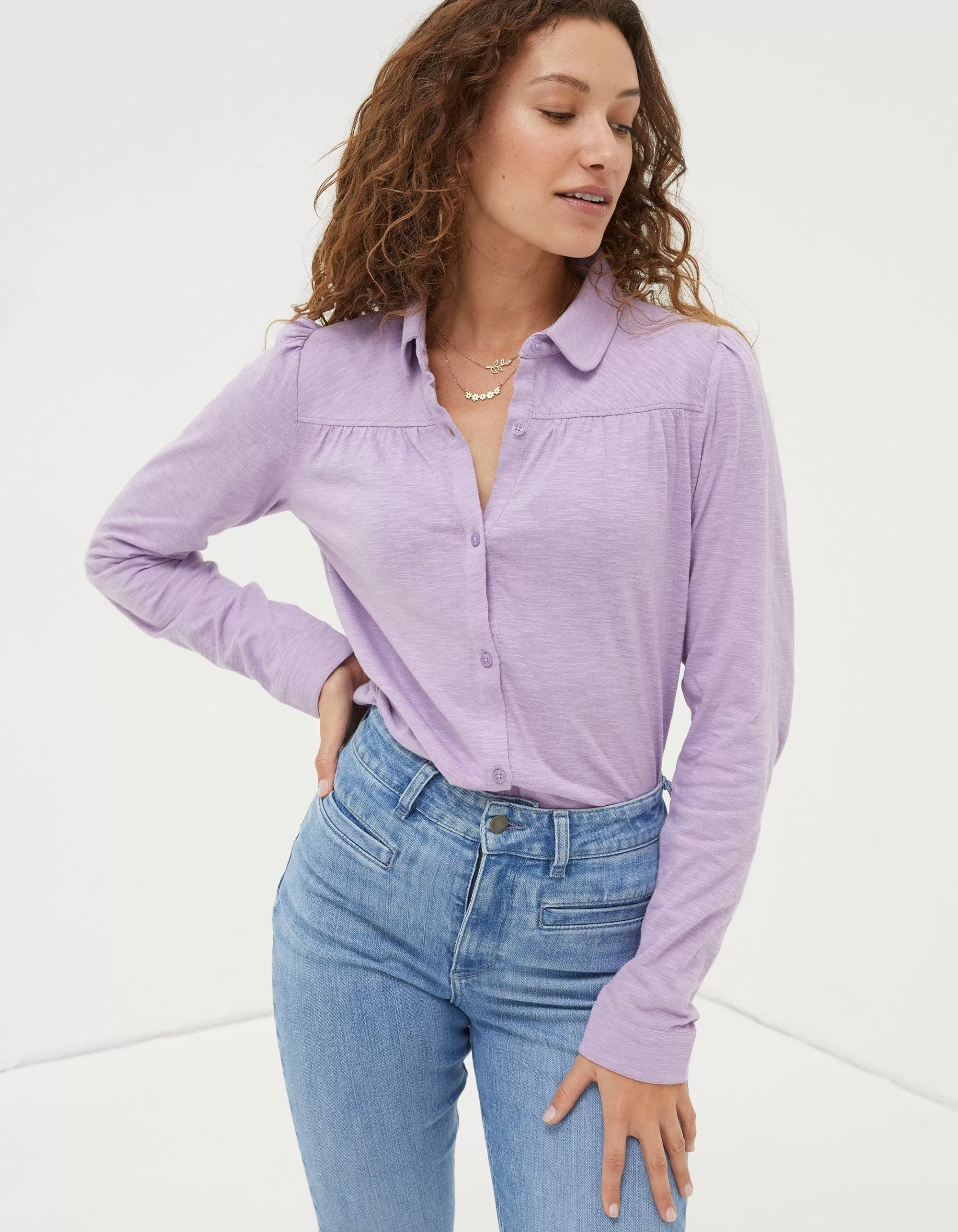 Best Sale FatFace Kim Jersey Shirt Lilac