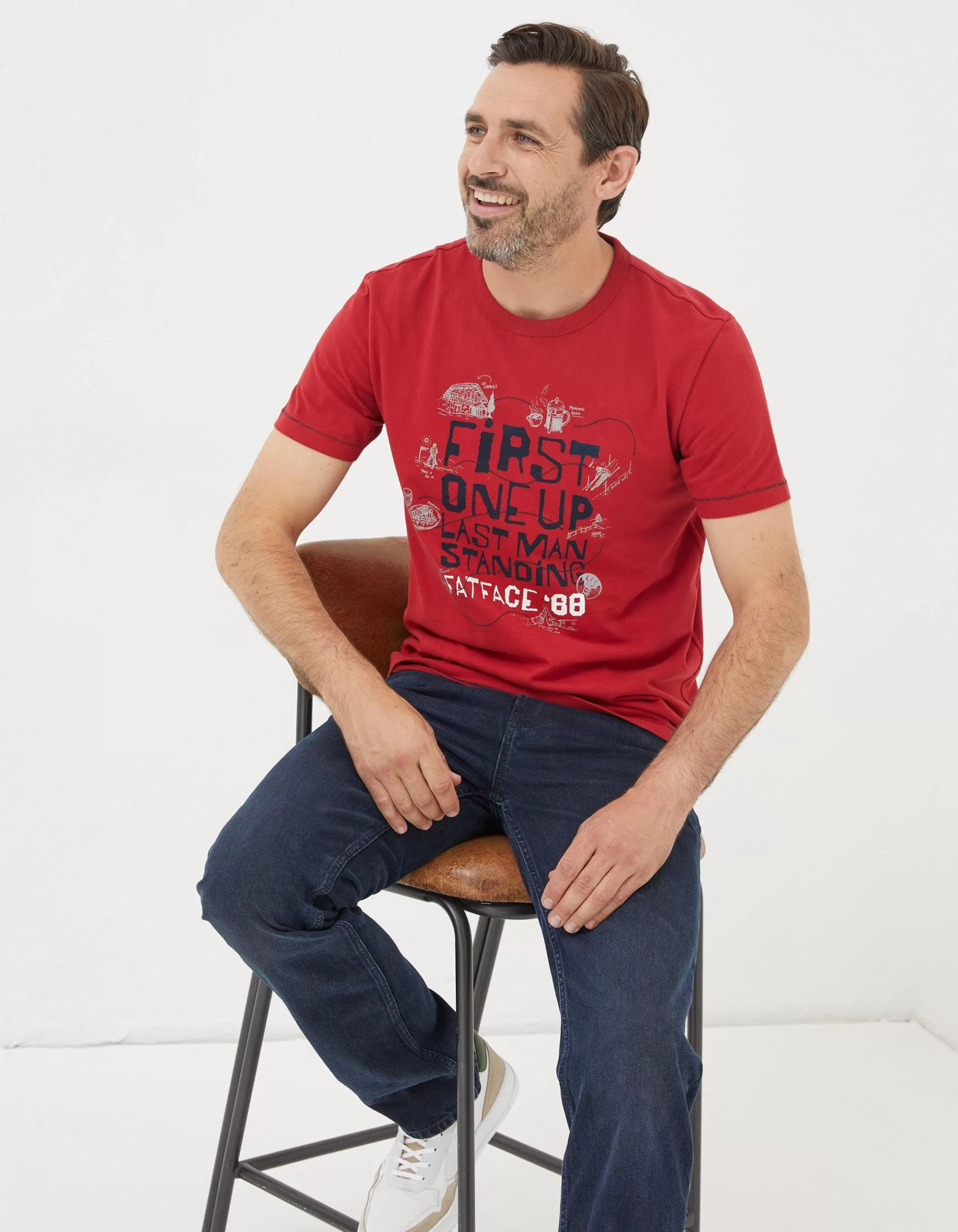 Best Sale FatFace Last Man Standing T-Shirt Bright Red