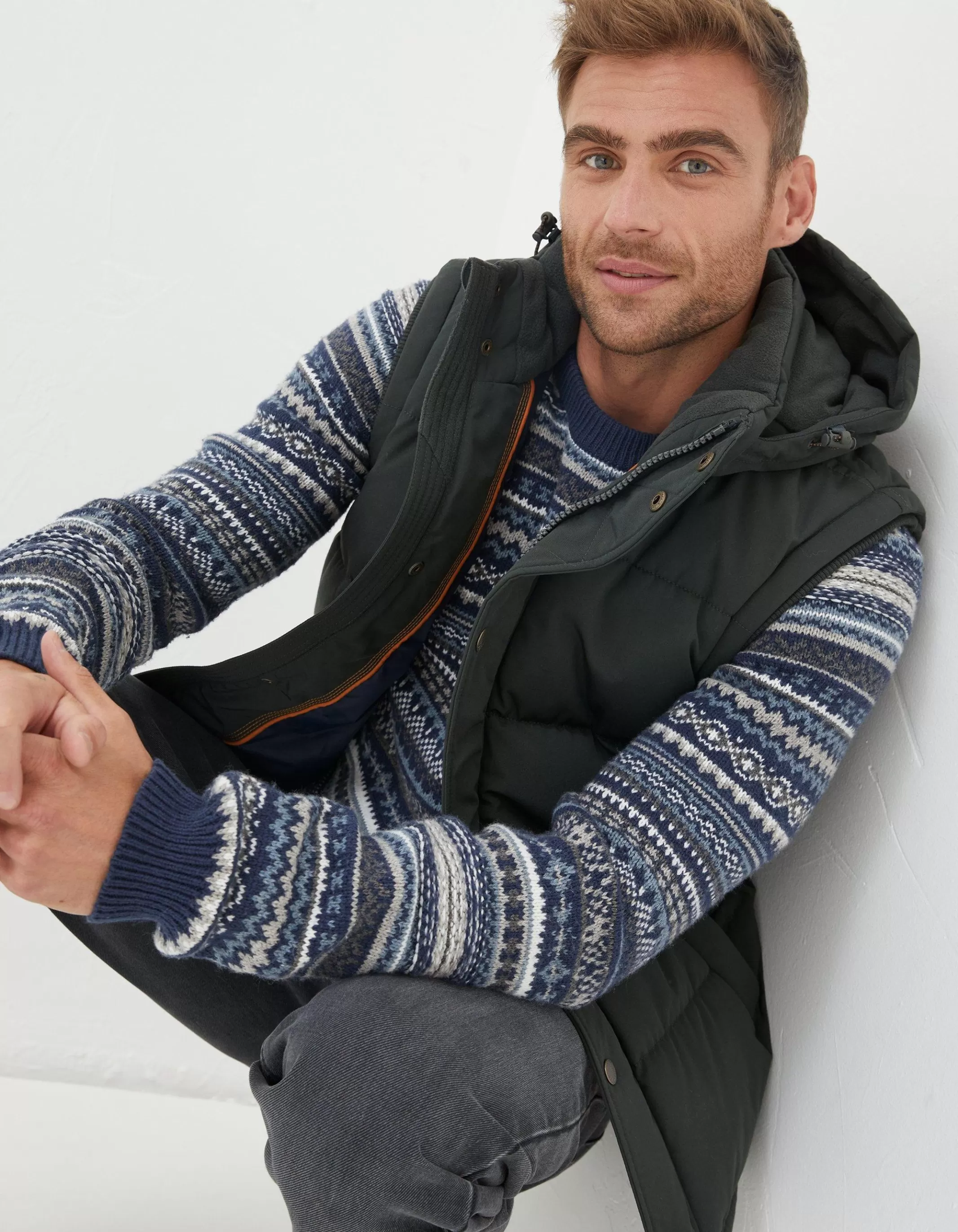 Clearance FatFace Launton Puffer Gilet Dark Green