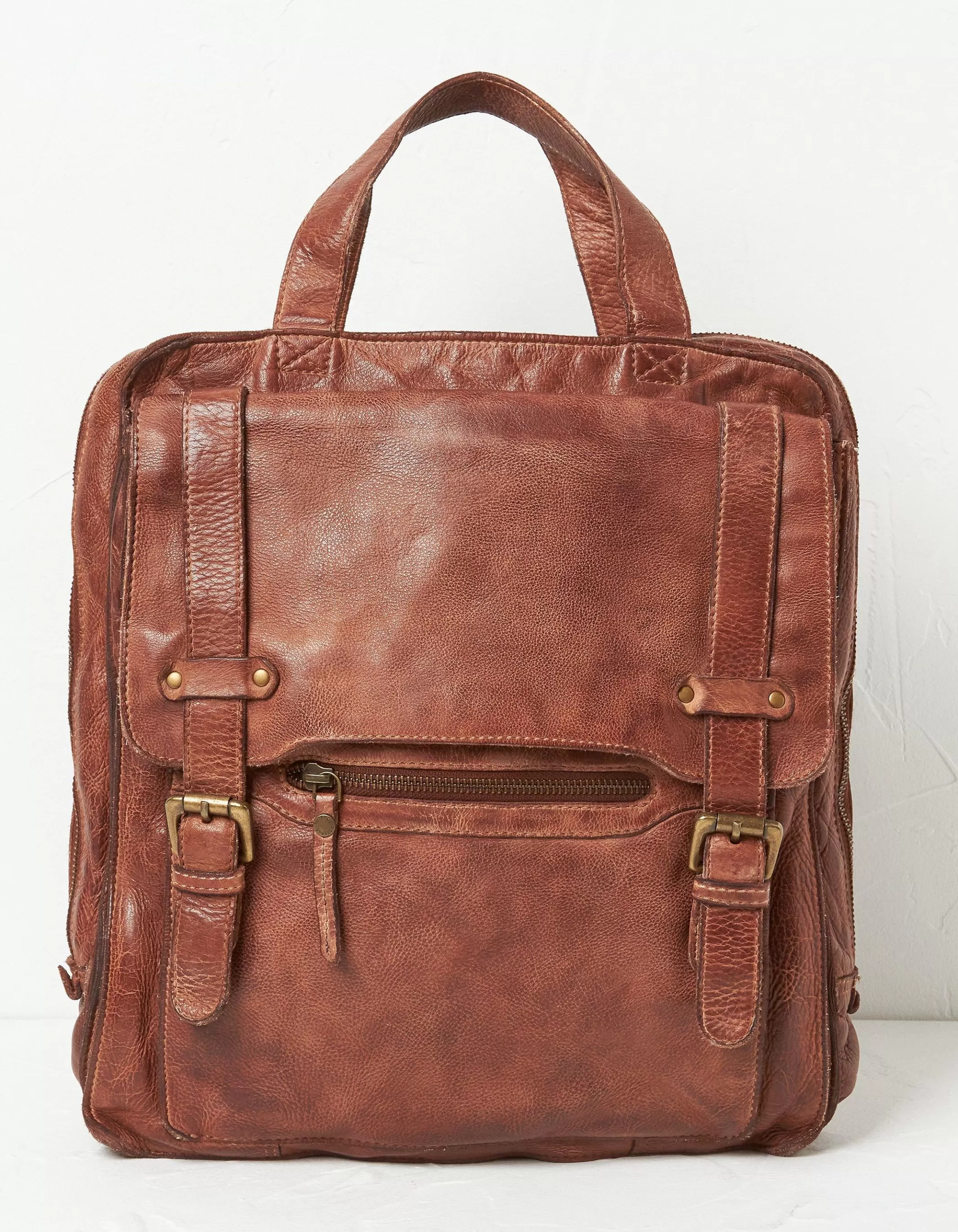 Discount FatFace Leather Rucksack Chestnut