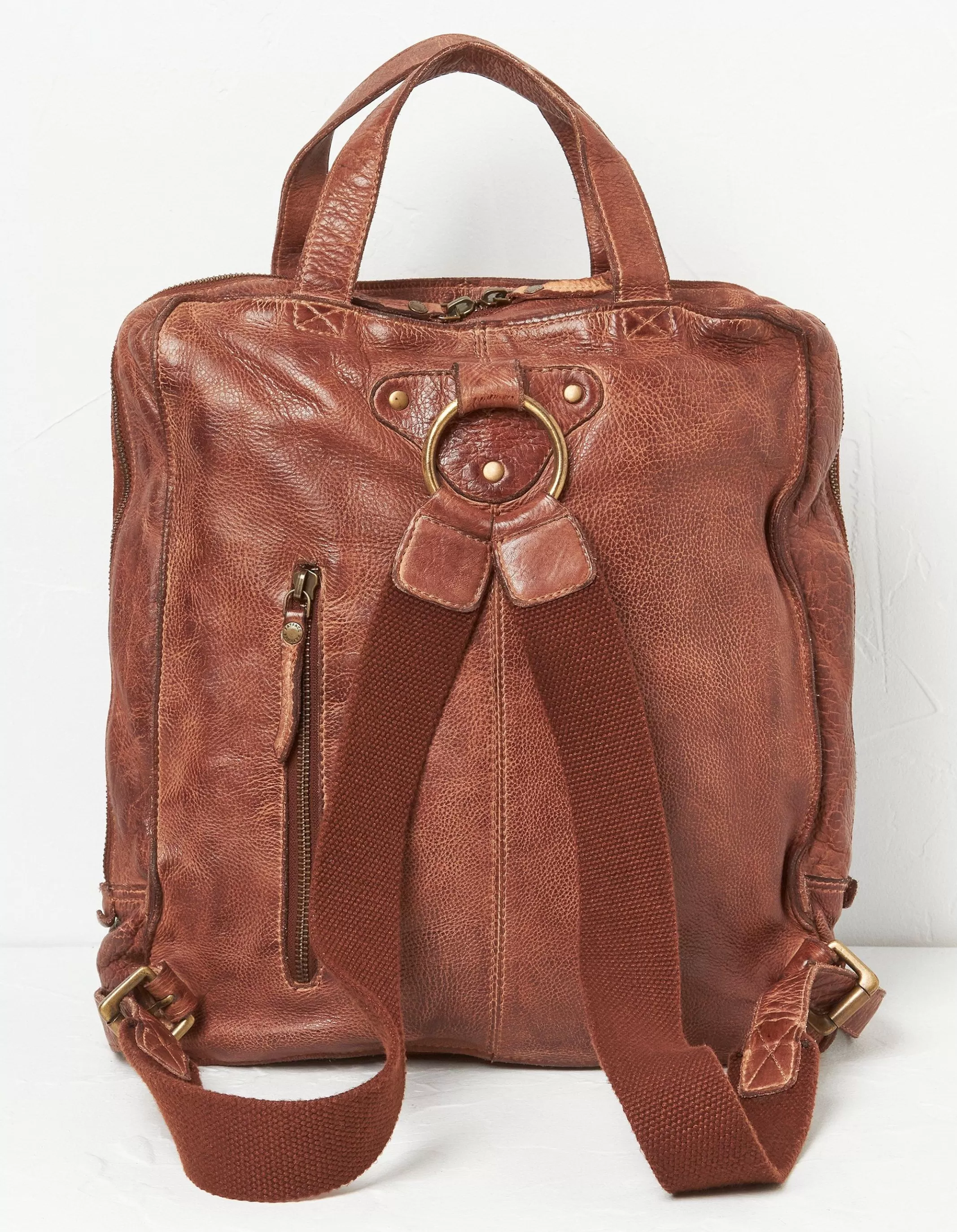 Discount FatFace Leather Rucksack Chestnut
