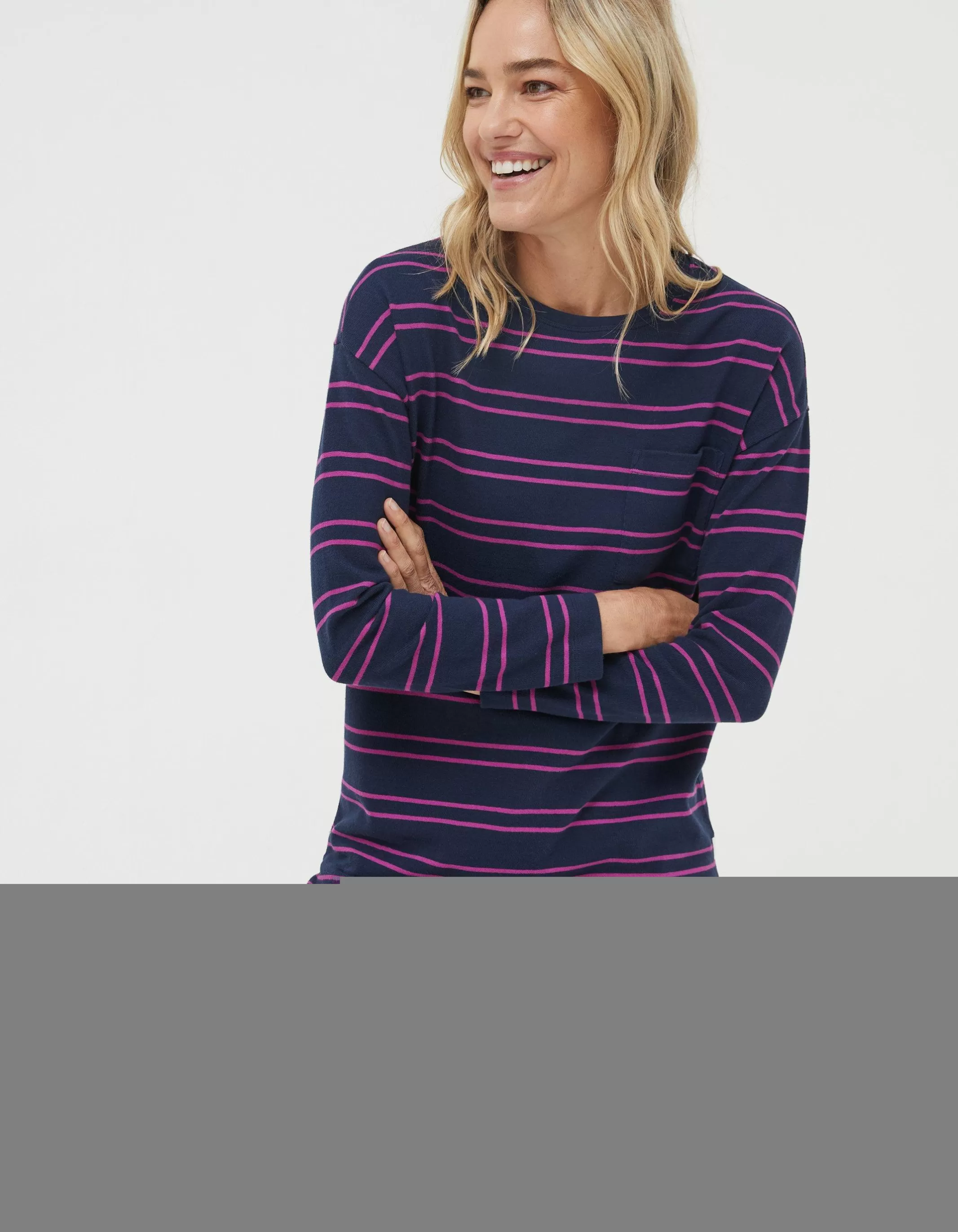 Clearance FatFace Leena Stripe Tunic Navy