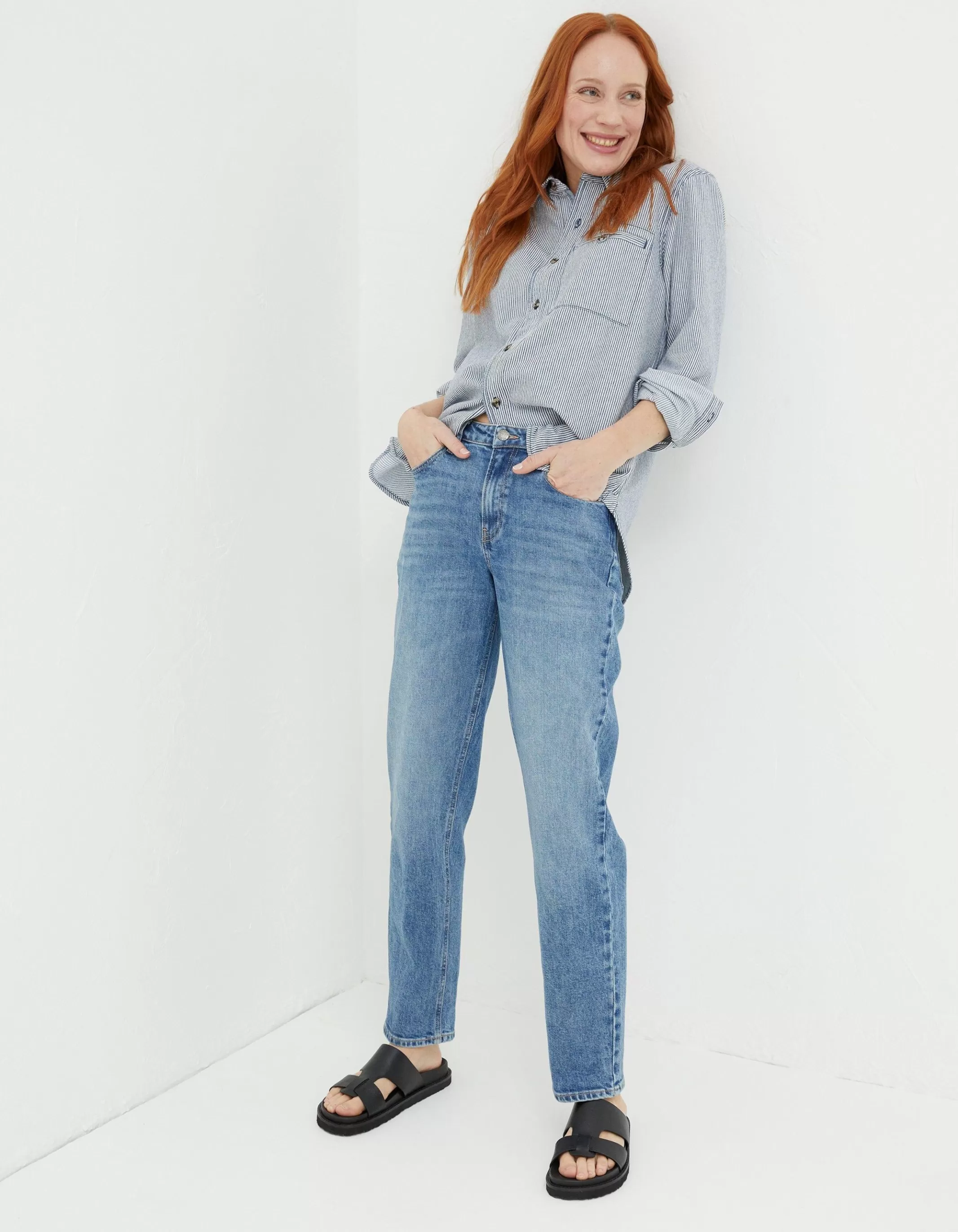 Cheap FatFace Ludlow Boyfriend Jeans Denim Blue