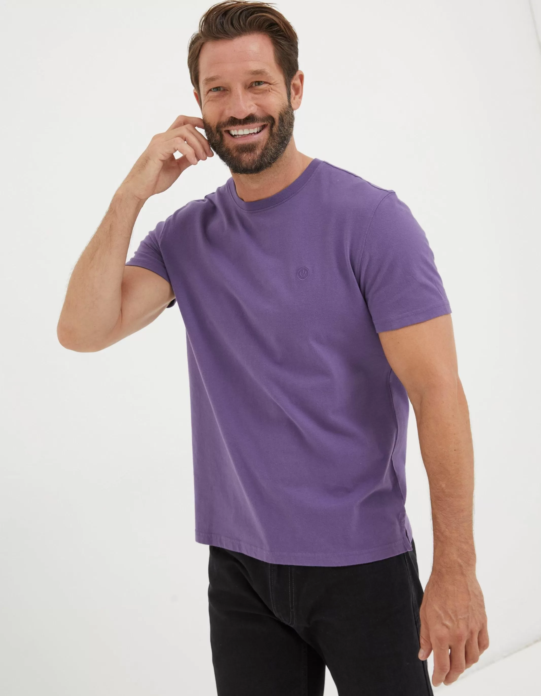 Online FatFace Lulworth Organic Cotton Crew T-Shirt Purple