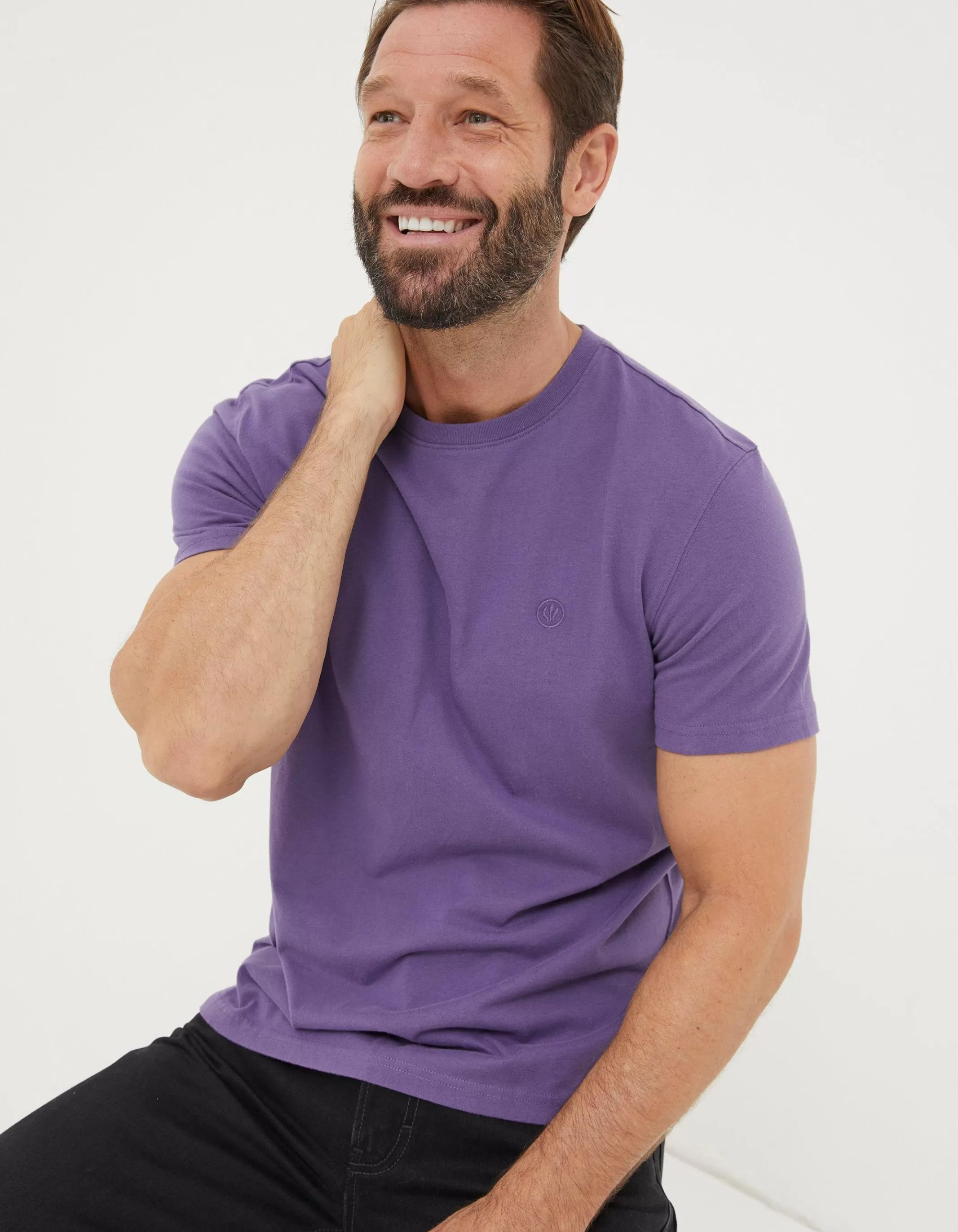 Online FatFace Lulworth Organic Cotton Crew T-Shirt Purple
