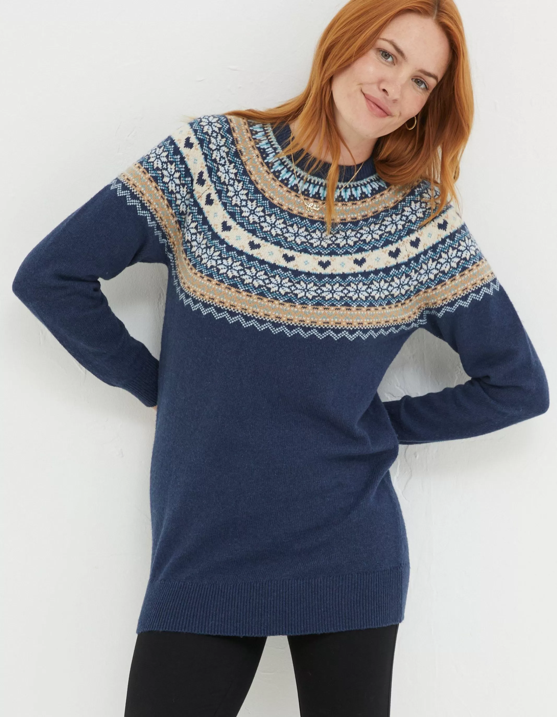 Sale FatFace Luna Fairisle Knitted Tunic Navy
