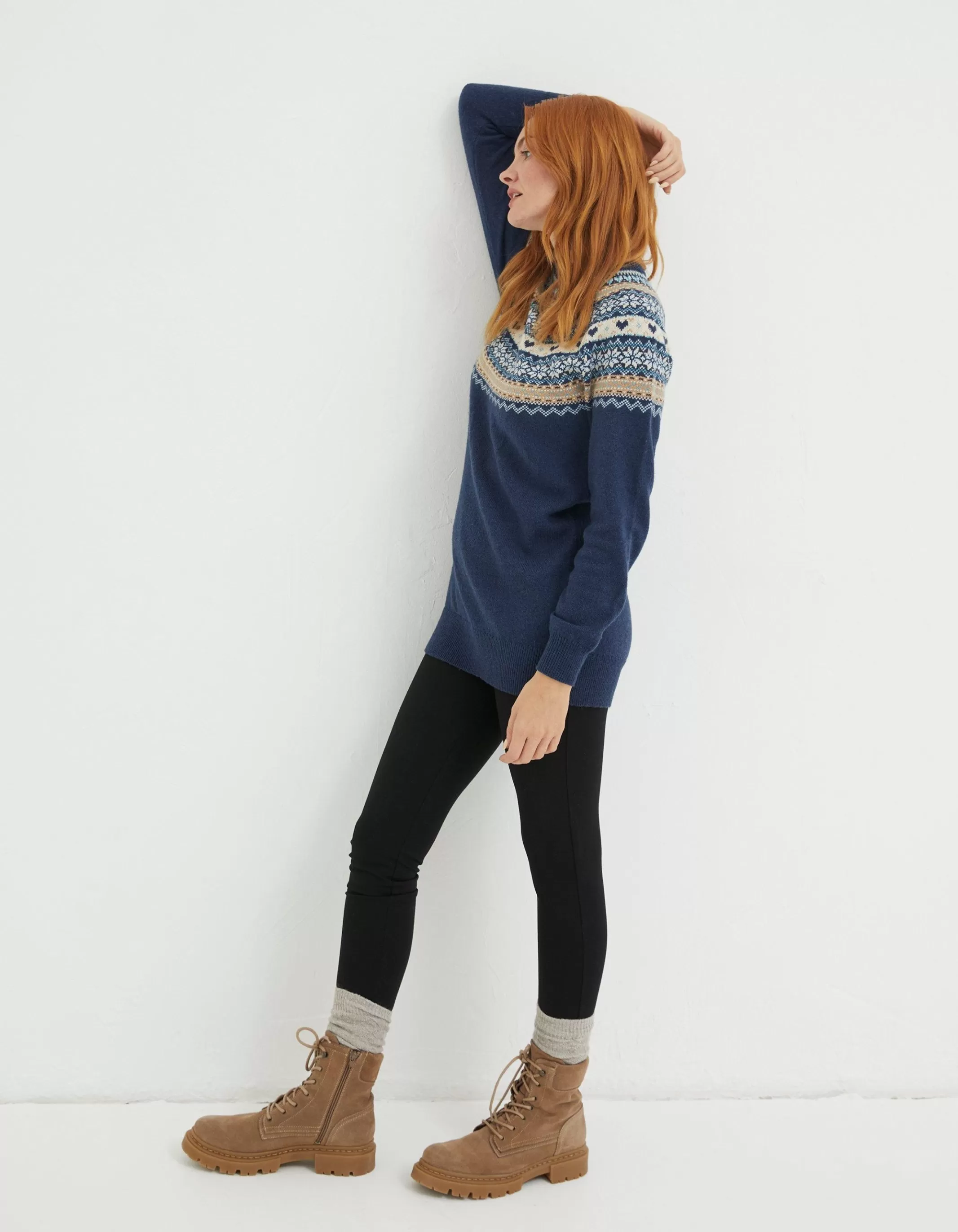Sale FatFace Luna Fairisle Knitted Tunic Navy