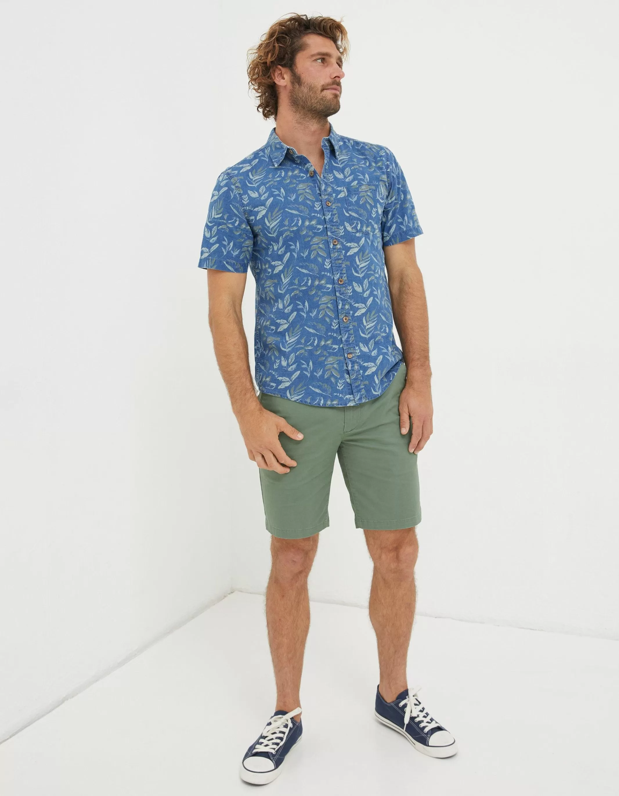 Online FatFace Mawes Organic Cotton Chino Shorts Sage Green