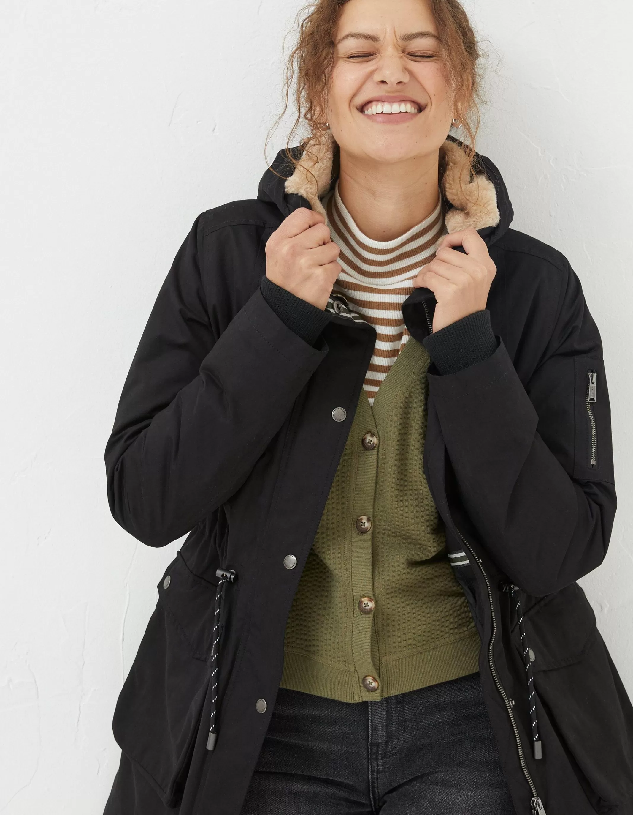 Shop FatFace Maya Parka Coat Black