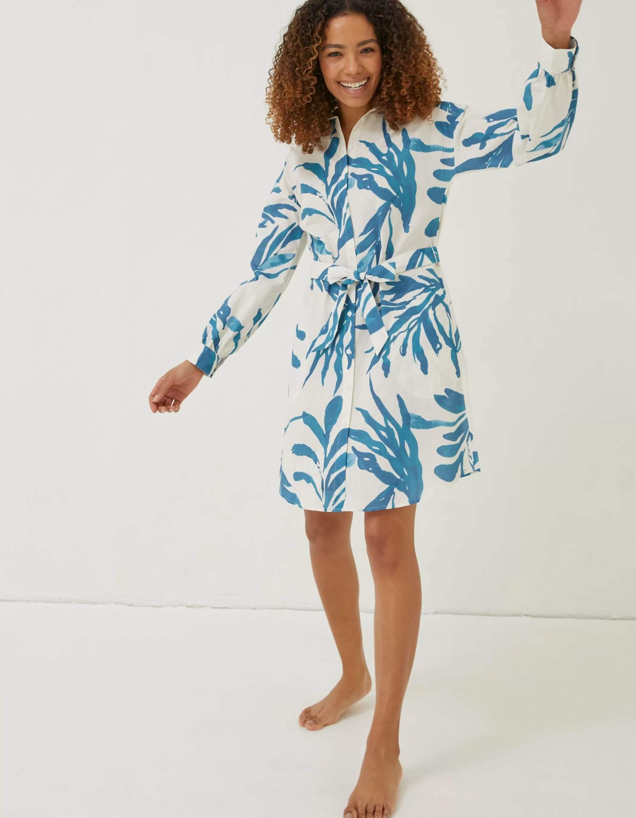 Hot FatFace Mcs Fenella Seaweed Dress Ivory