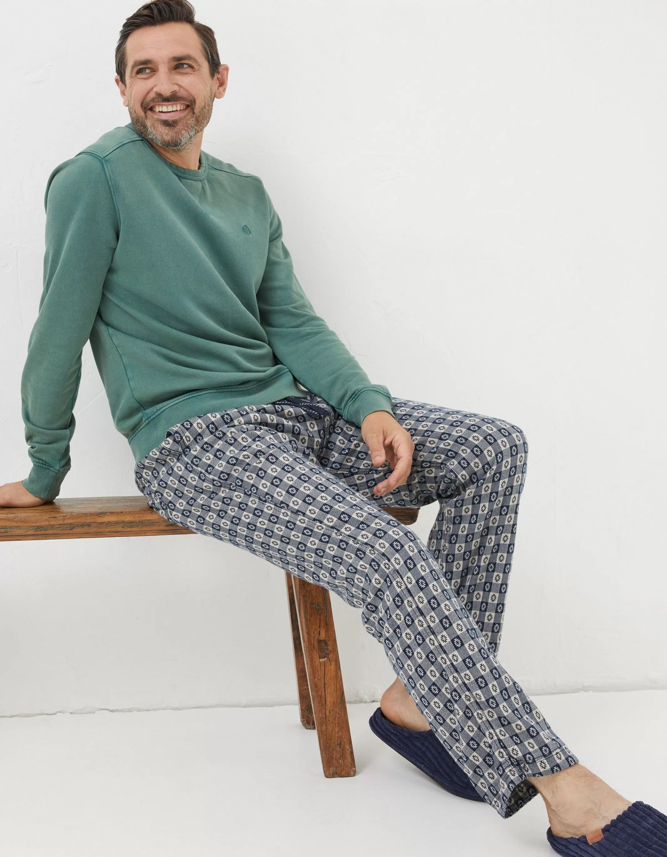 Cheap FatFace Mini Jacquard Light Pyjama Bottoms Navy