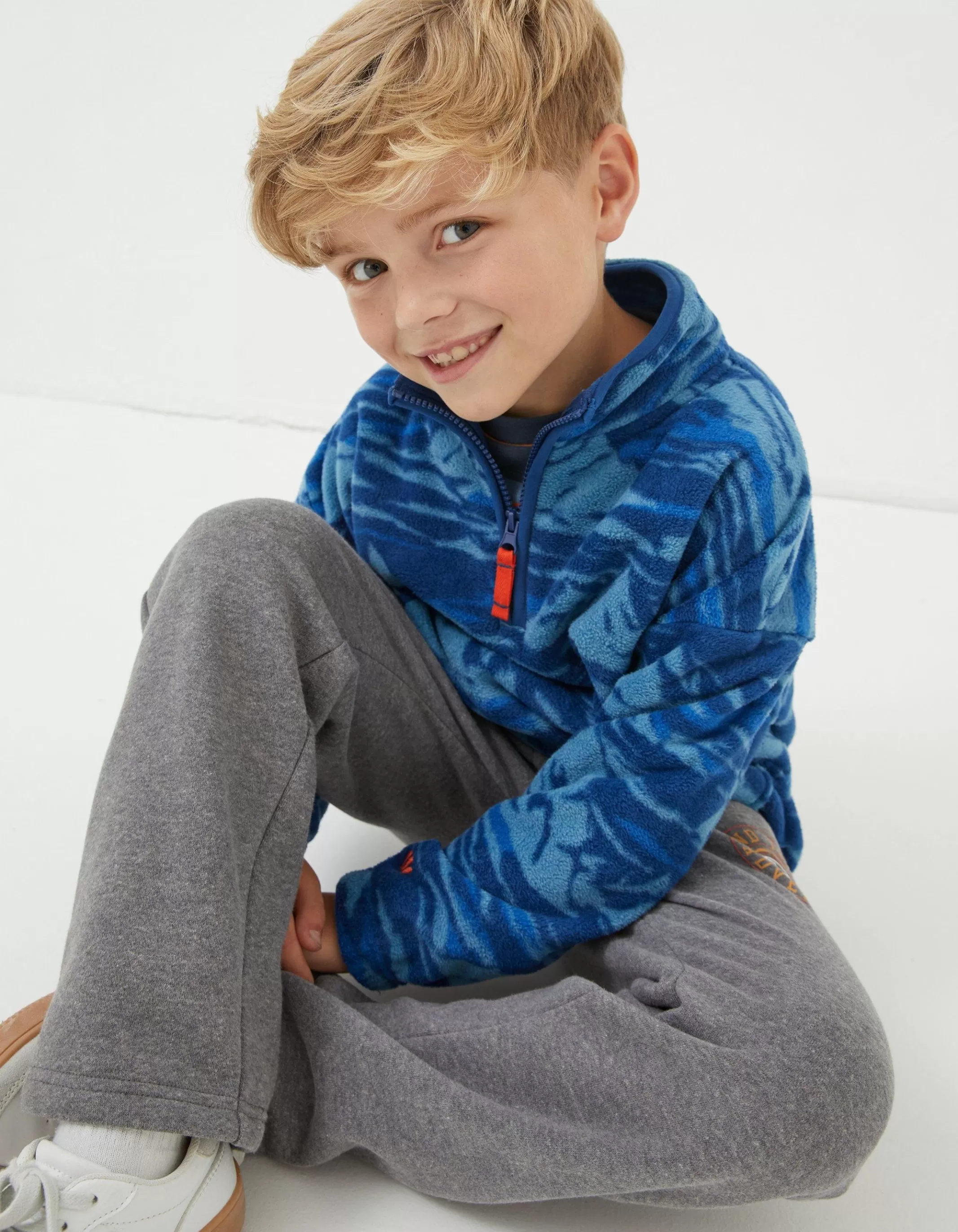 Hot FatFace Mountains Microfleece Sweatshirt Blue