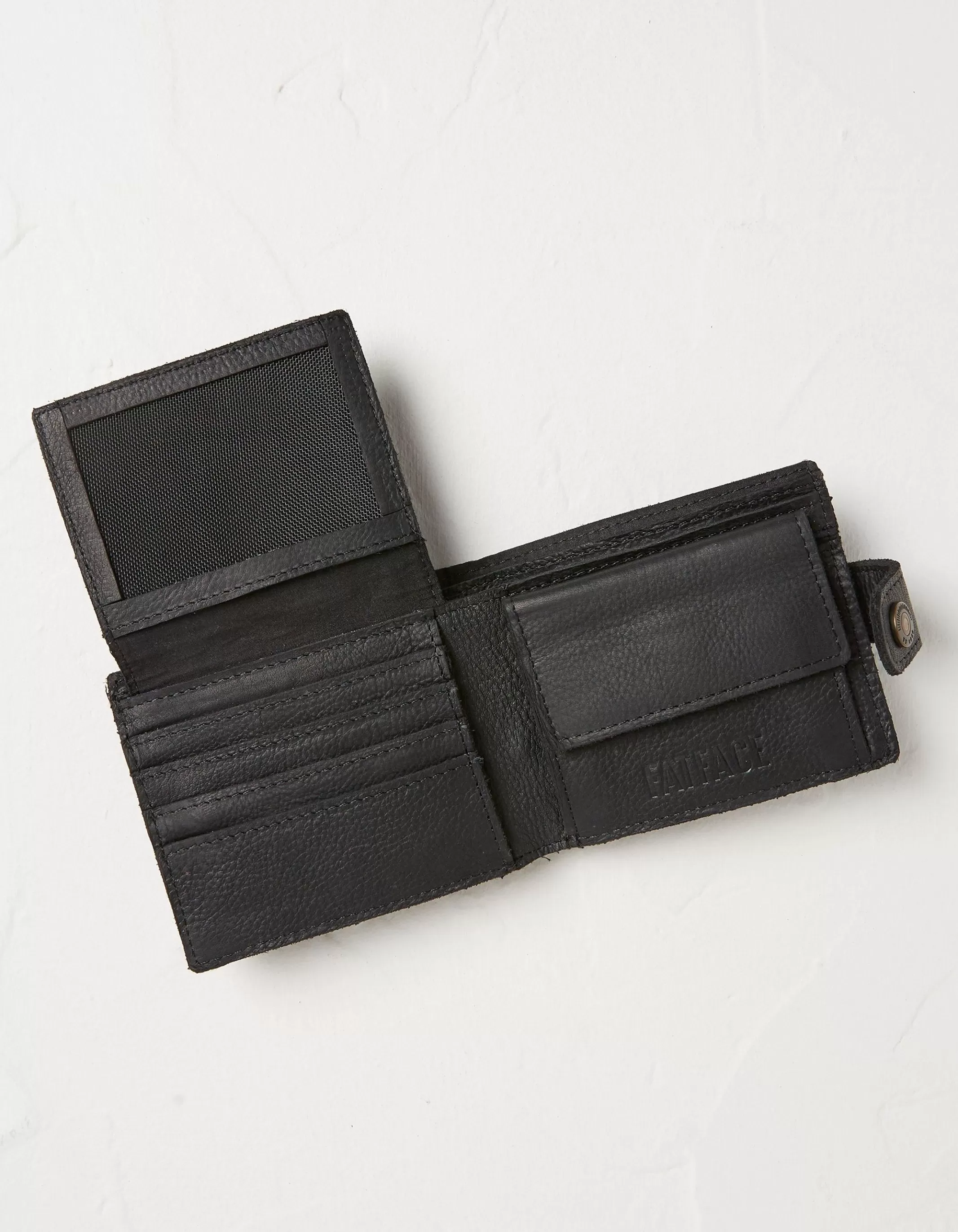 Sale FatFace Multi Compartment Leather Wallet Black