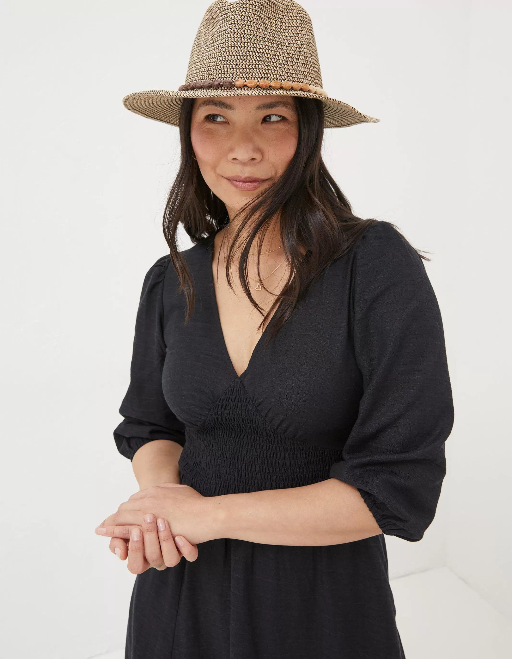 Hot FatFace Multi Weave Fedora Hat Natural