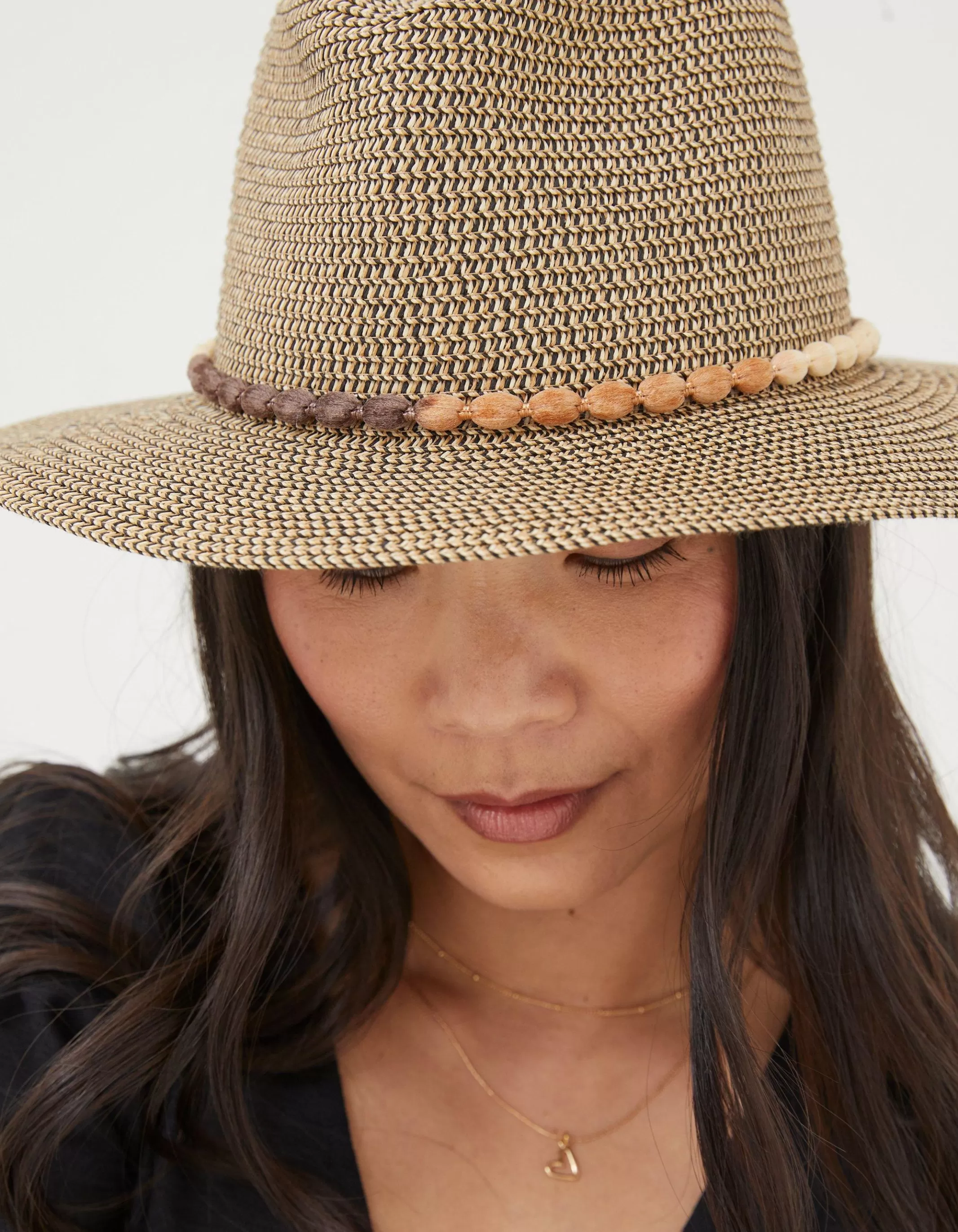 Hot FatFace Multi Weave Fedora Hat Natural