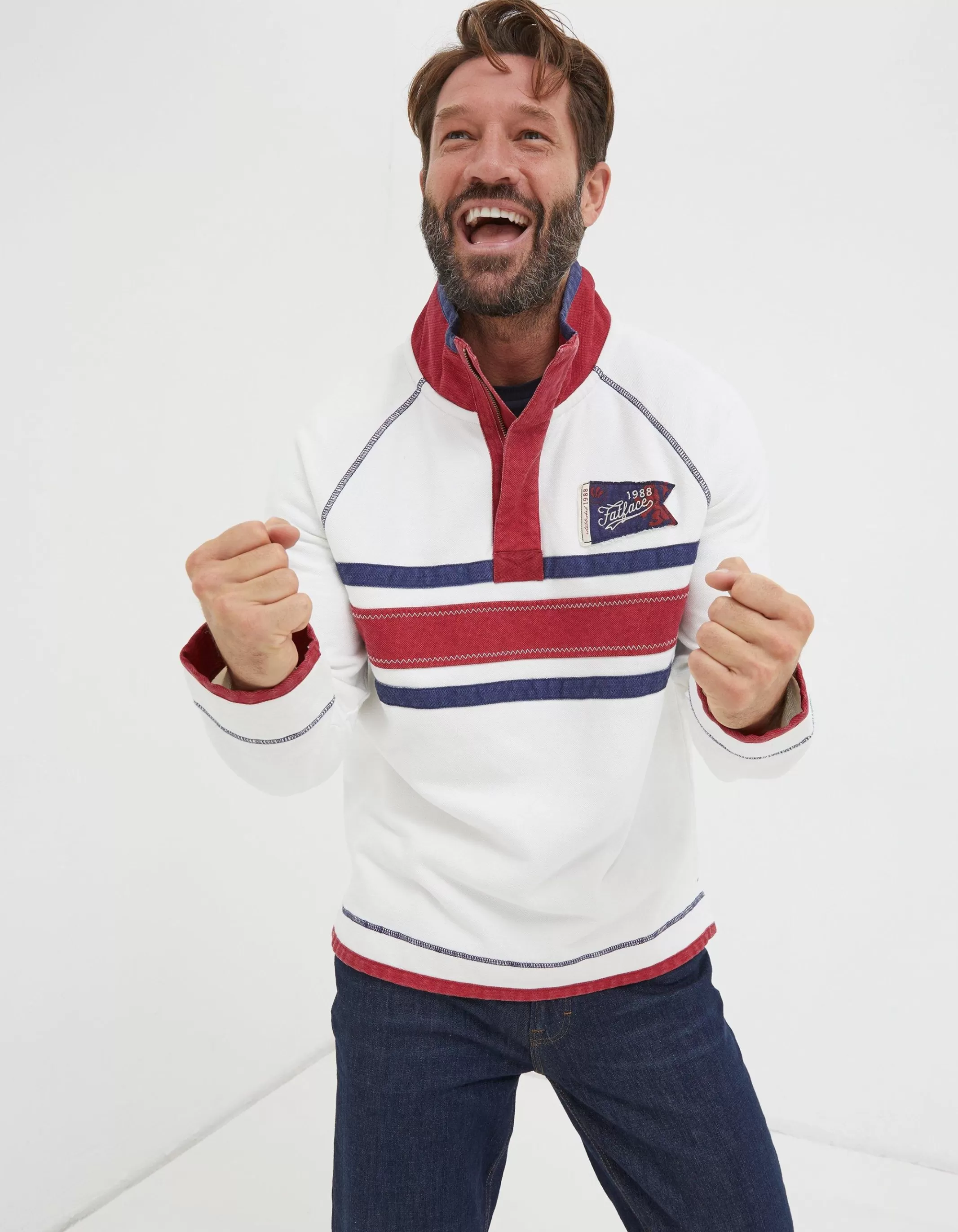 Hot FatFace Nation Airlie England Sweatshirt White