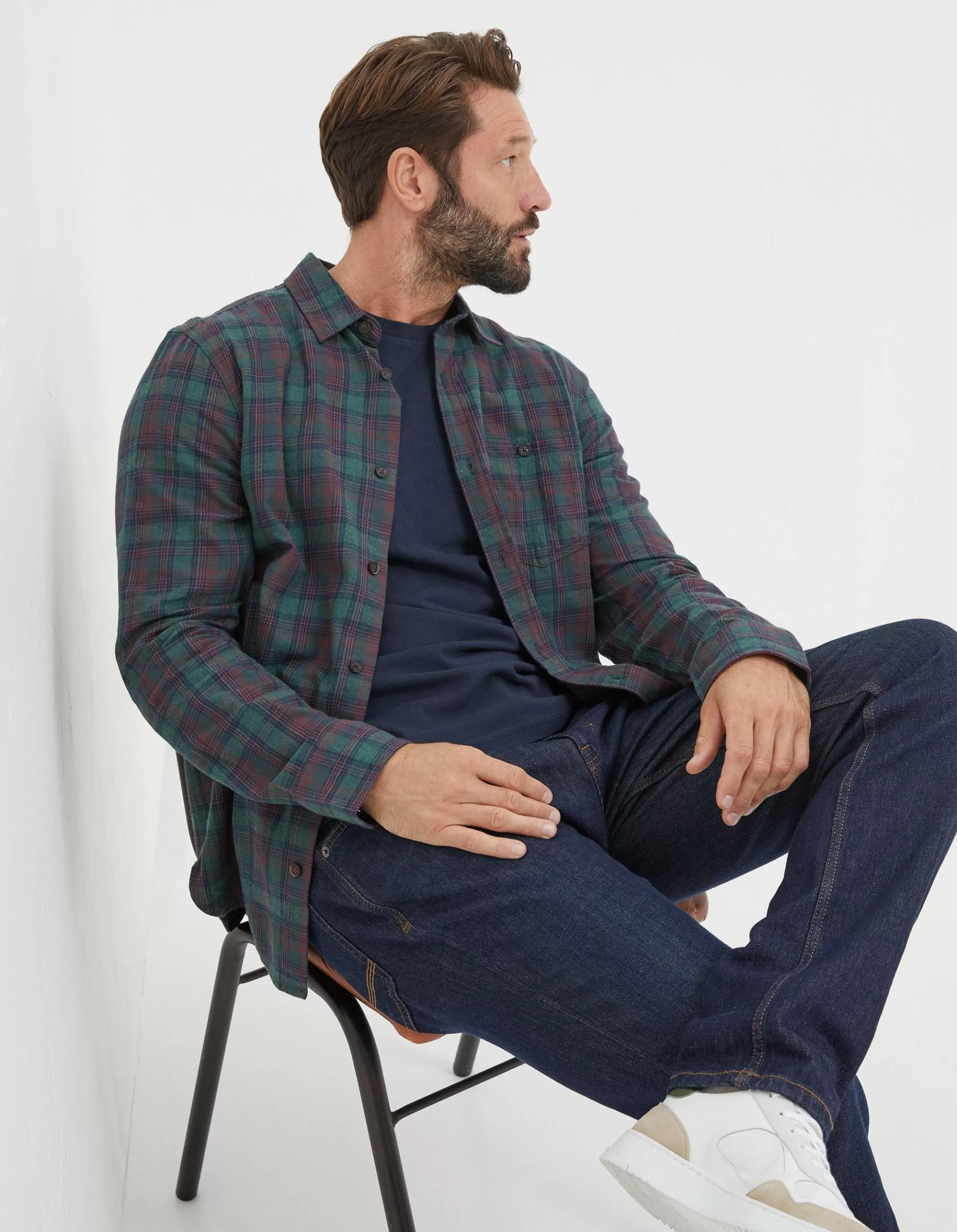 Sale FatFace Nevis Check Shirt Emerald Green