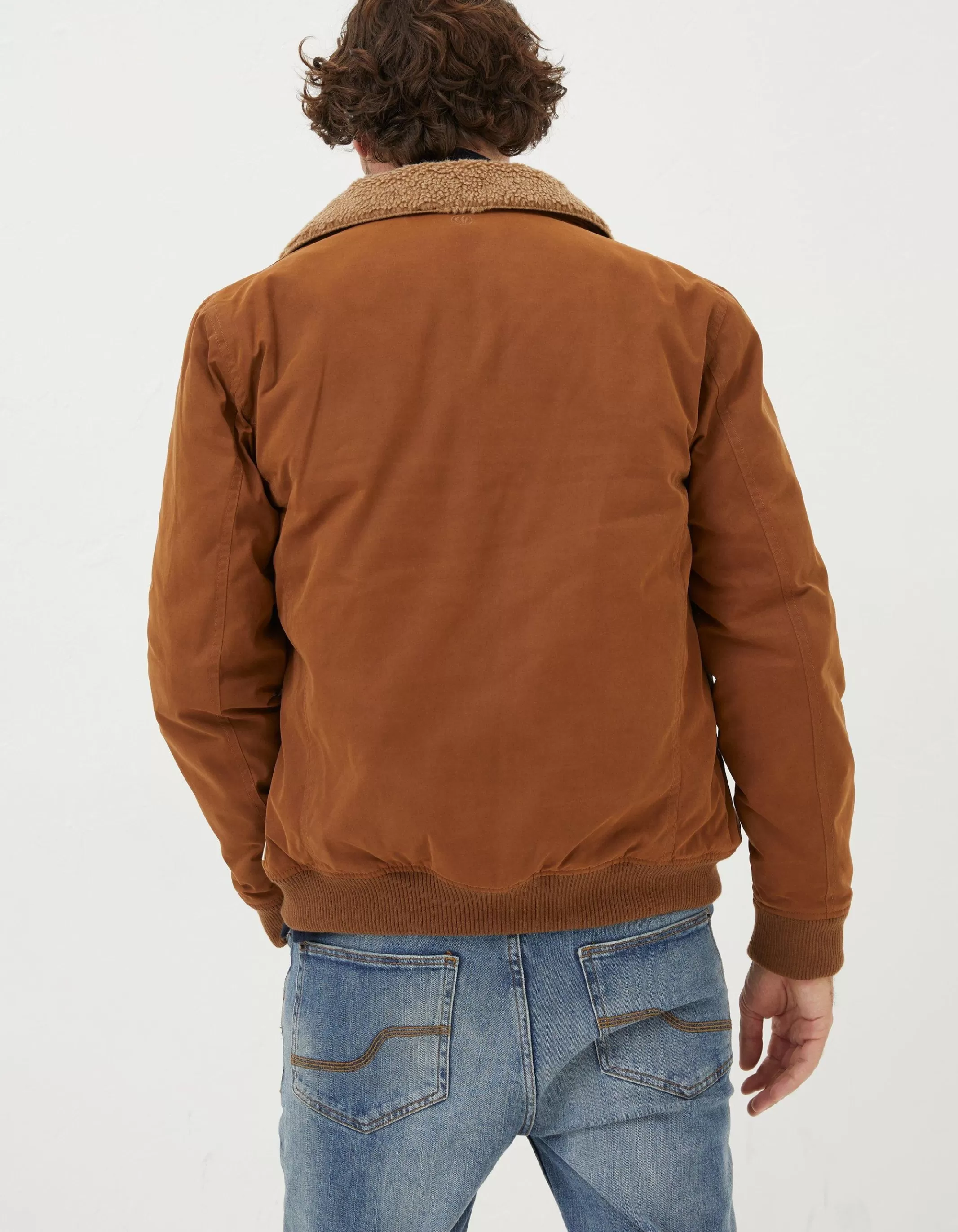 Hot FatFace Newlyn Cotton Bomber Jacket Light Brown