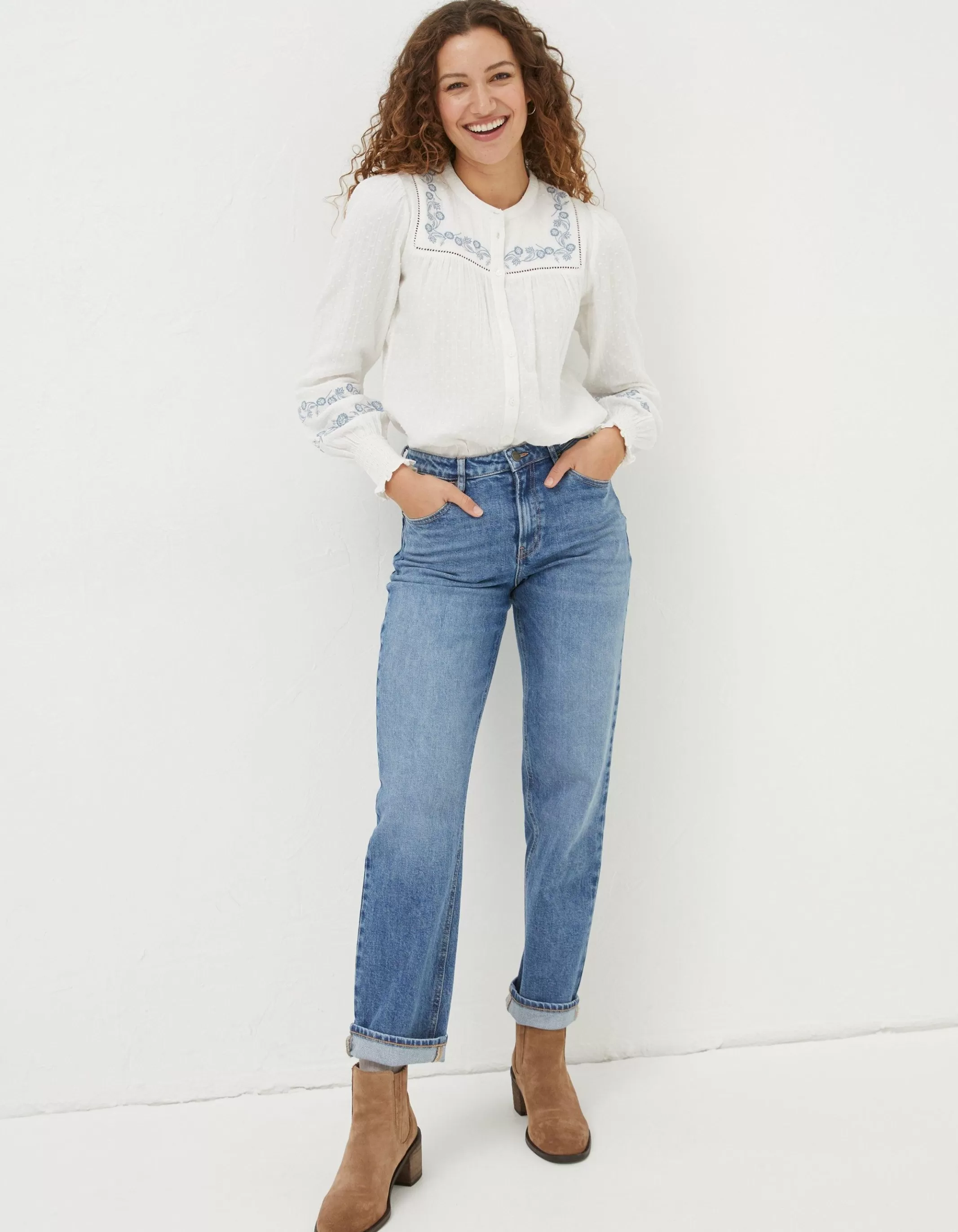 Discount FatFace Nicole Embroidered Blouse Ivory
